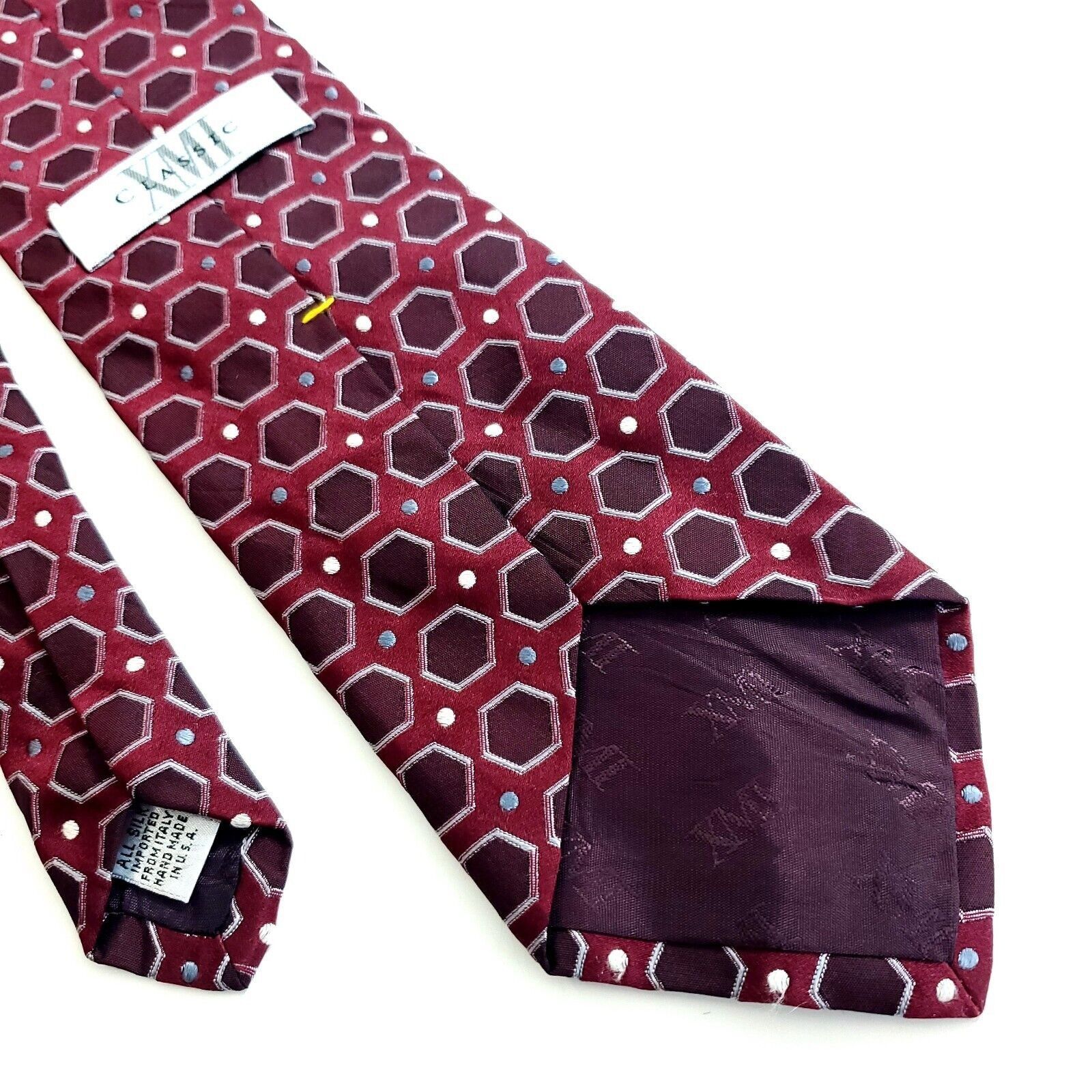XMI Platinum XMI Red Purple Woven Geometric Silk Tie Size ONE SIZE - 6 Thumbnail
