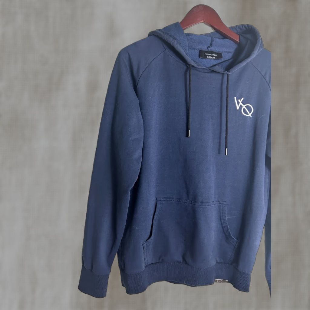 Vintage VANQUISH Fitness Mens Medium Pullover Hoodie Navy Blue Size US M / EU 48-50 / 2 - 1 Thumbnail