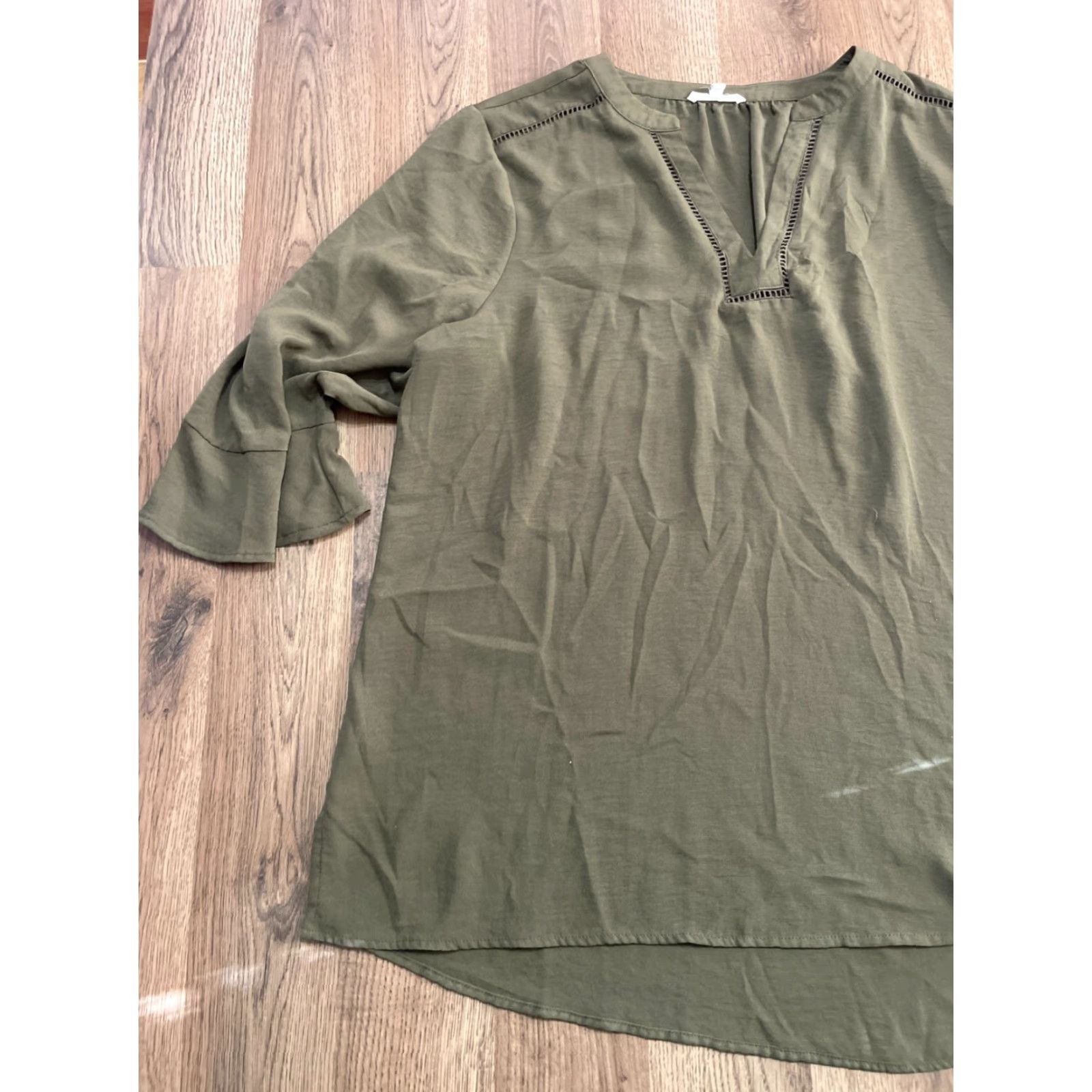 Vintage Maurices Shirt Womens XL Green 3/4 Sleeve V-neck T-Shirt Casual Modern Basic Size XL / US 12-14 / IT 48-50 - 3 Thumbnail