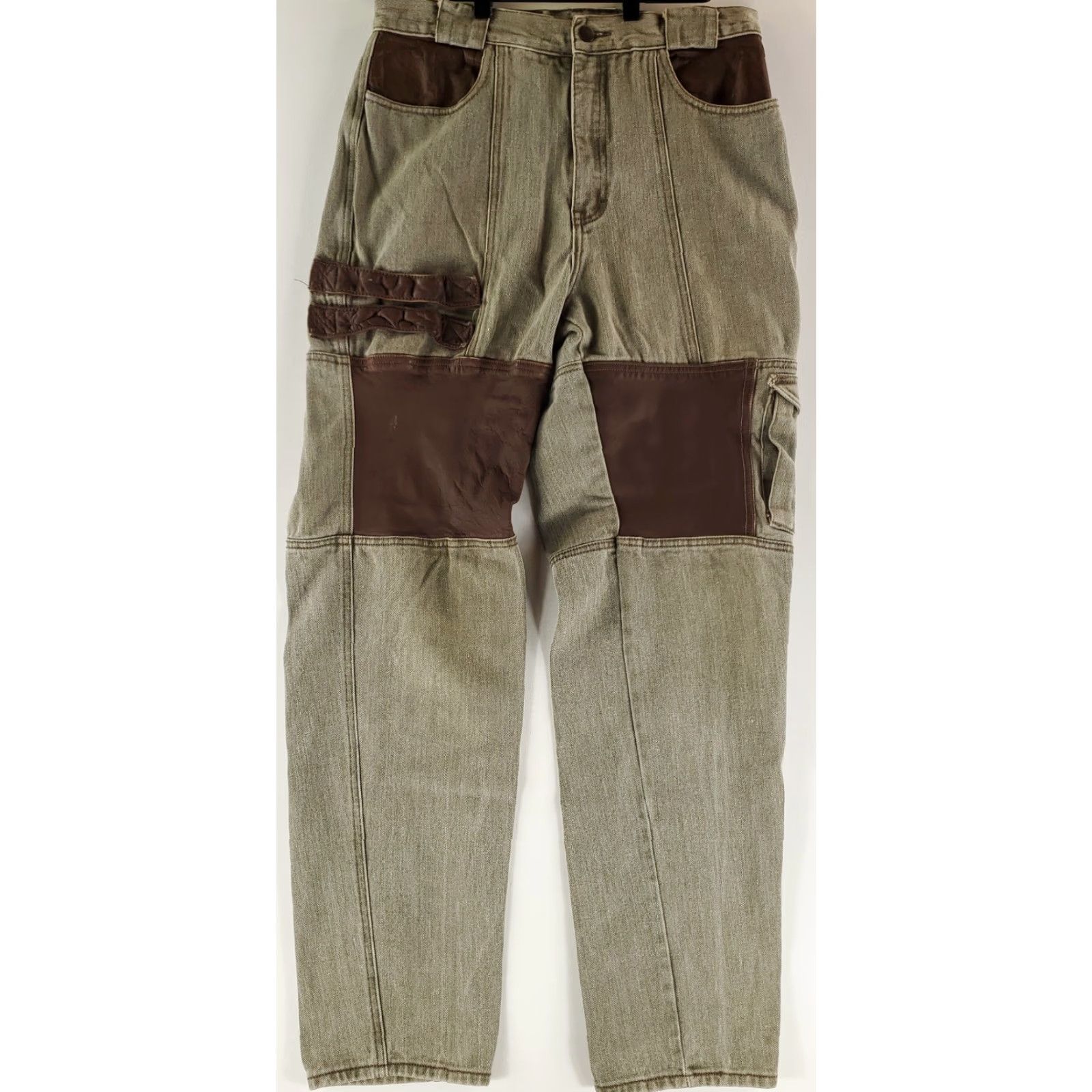 Vintage VINTAGE Sergio Valente Cargo Jeans Drab Green Mens 32 Inseam 34 Straight 32 x 33 Actual Brown Jeans Mens Size US 32 / EU 48 - 2 Thumbnail