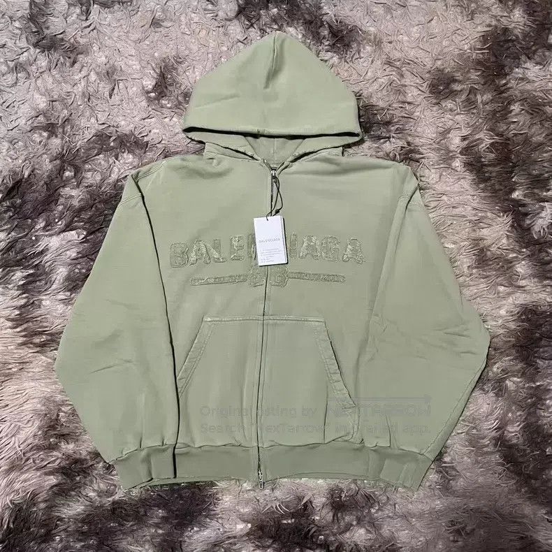 Balenciaga Balenciaga Military Green Destroyed Washed Zip-Up Hoodie J Size US M / EU 48-50 / 2 - 1 Thumbnail