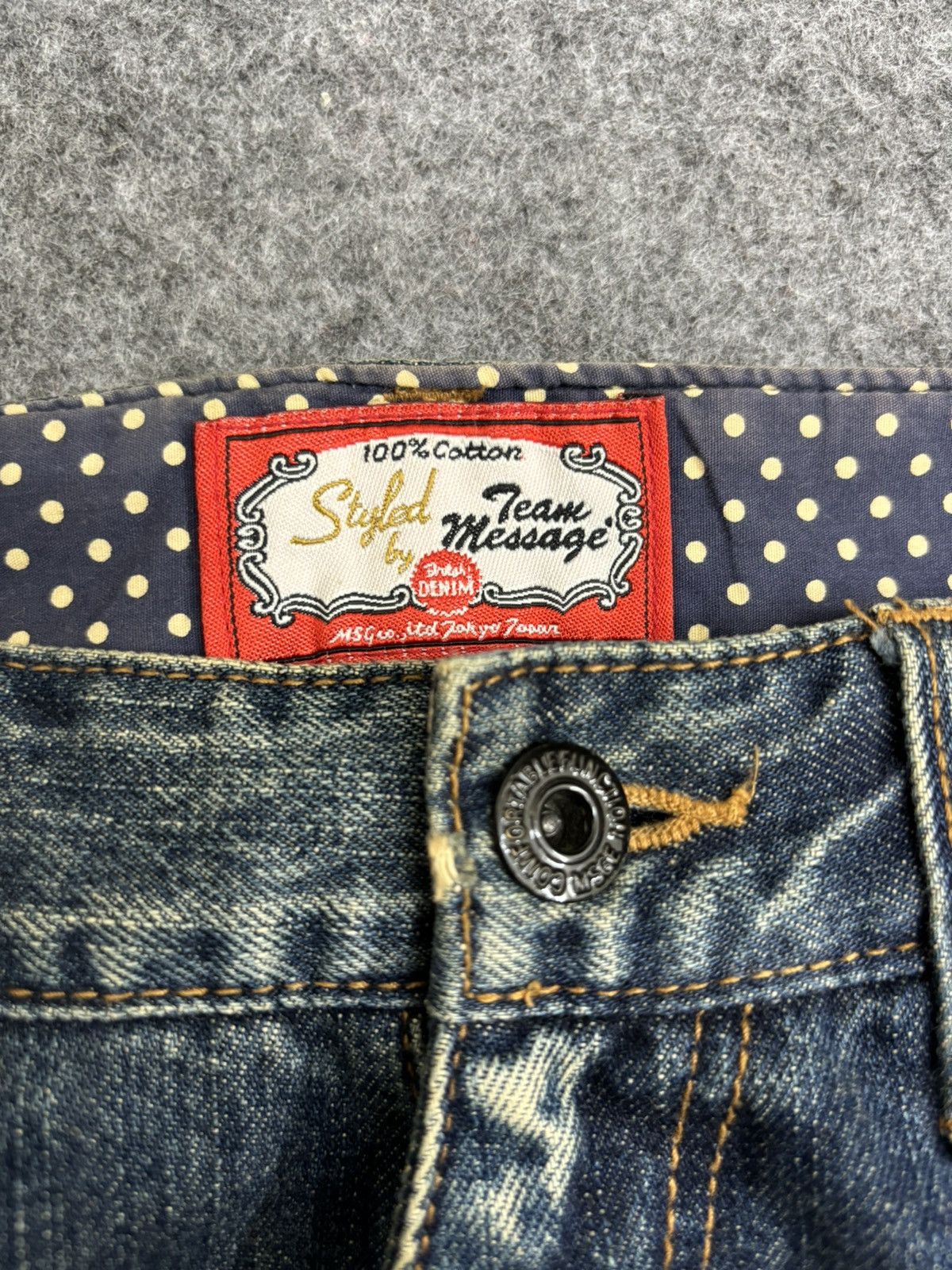 Designer 💥Denim Art💥Artisan MSG Sick Patchwork Stonewash Denim F553 Size US 31 - 13 Thumbnail