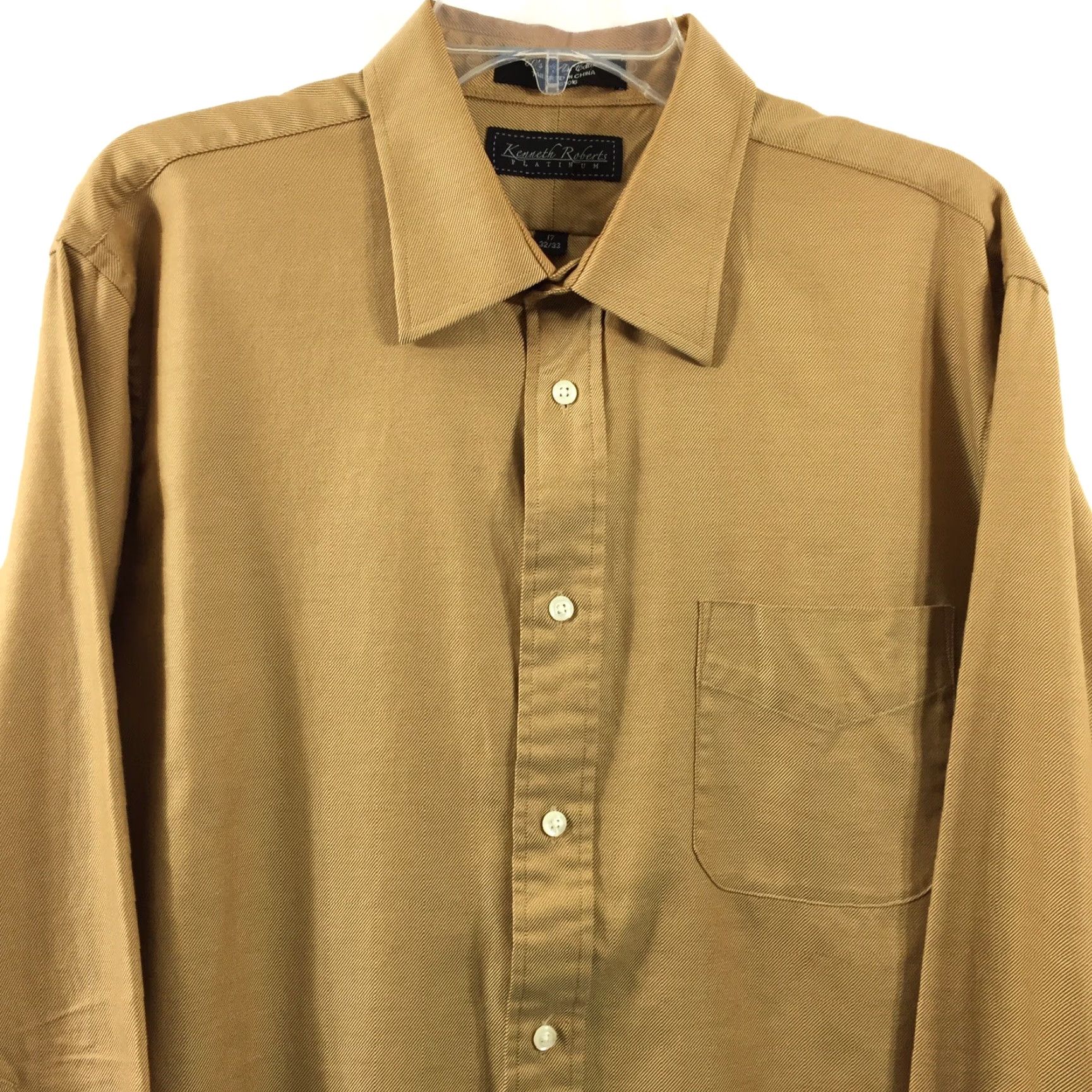 Vintage Kenneth Roberts Platinum Shirt Mens 17 Brown Long Sleeve Button-Up Shirt Size US XL / EU 56 / 4 - 3 Thumbnail