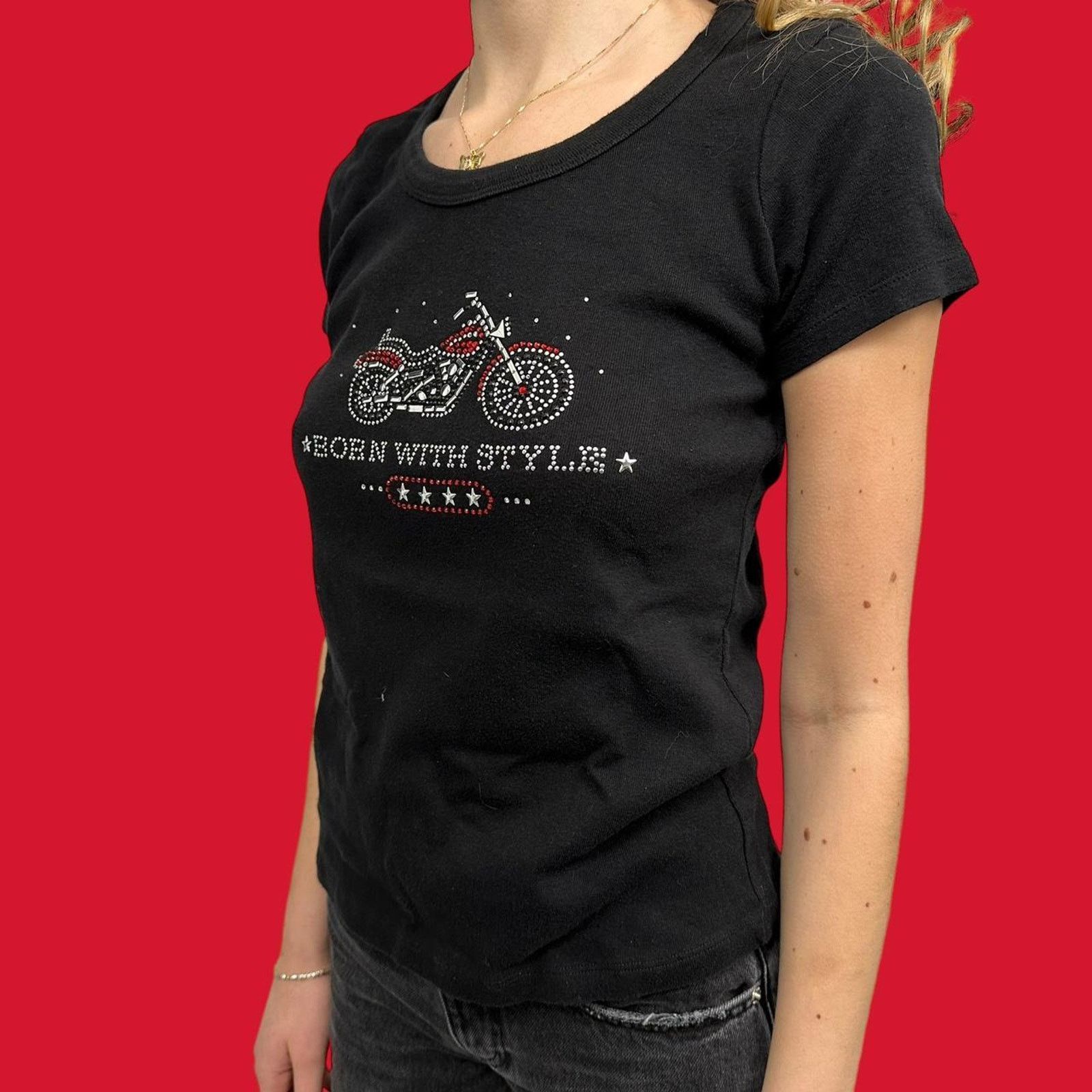 Other Vintage womens born with style Biker Tee Size M / US 6-8 / IT 42-44 - 3 Thumbnail