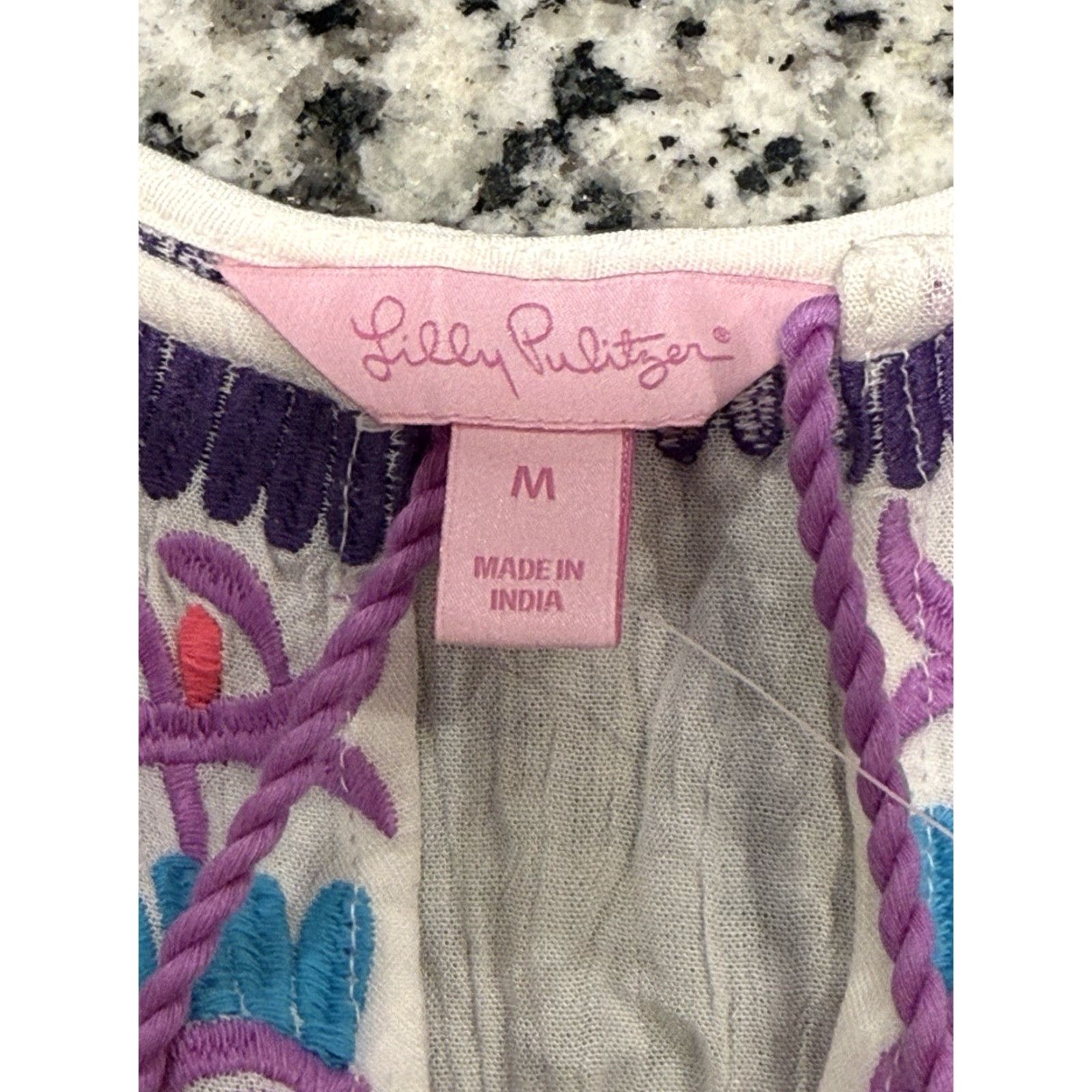 Lilly Pulitzer Lilly Pulitzer Resort White Jackie Top Tunic Blouse Women Size M Sleeveless Split Neck Embroidered Rayon Casual Summer Womens Size M / US 6-8 / IT 42-44 - 6 Thumbnail