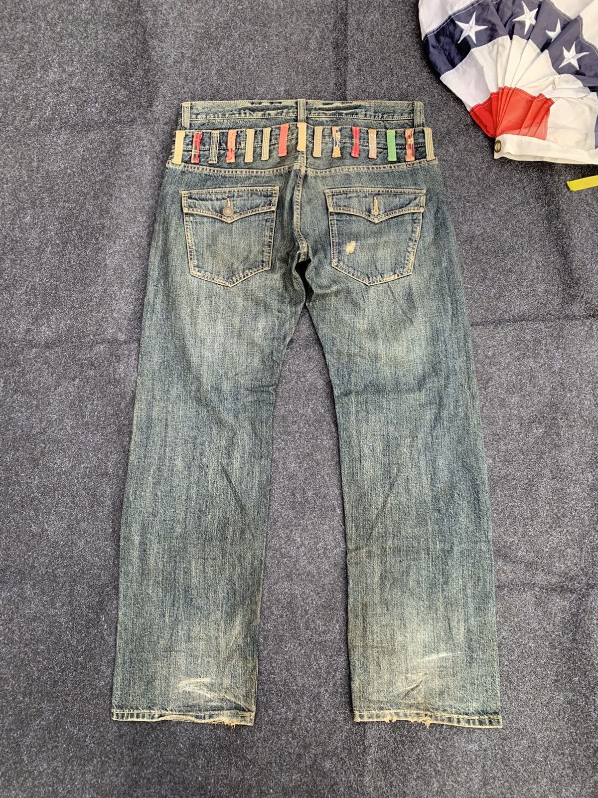 Japanese Brand Japanese Streetwear Double Waist Multi-Belt Loop Denim Jeans Size US 35 - 3 Thumbnail