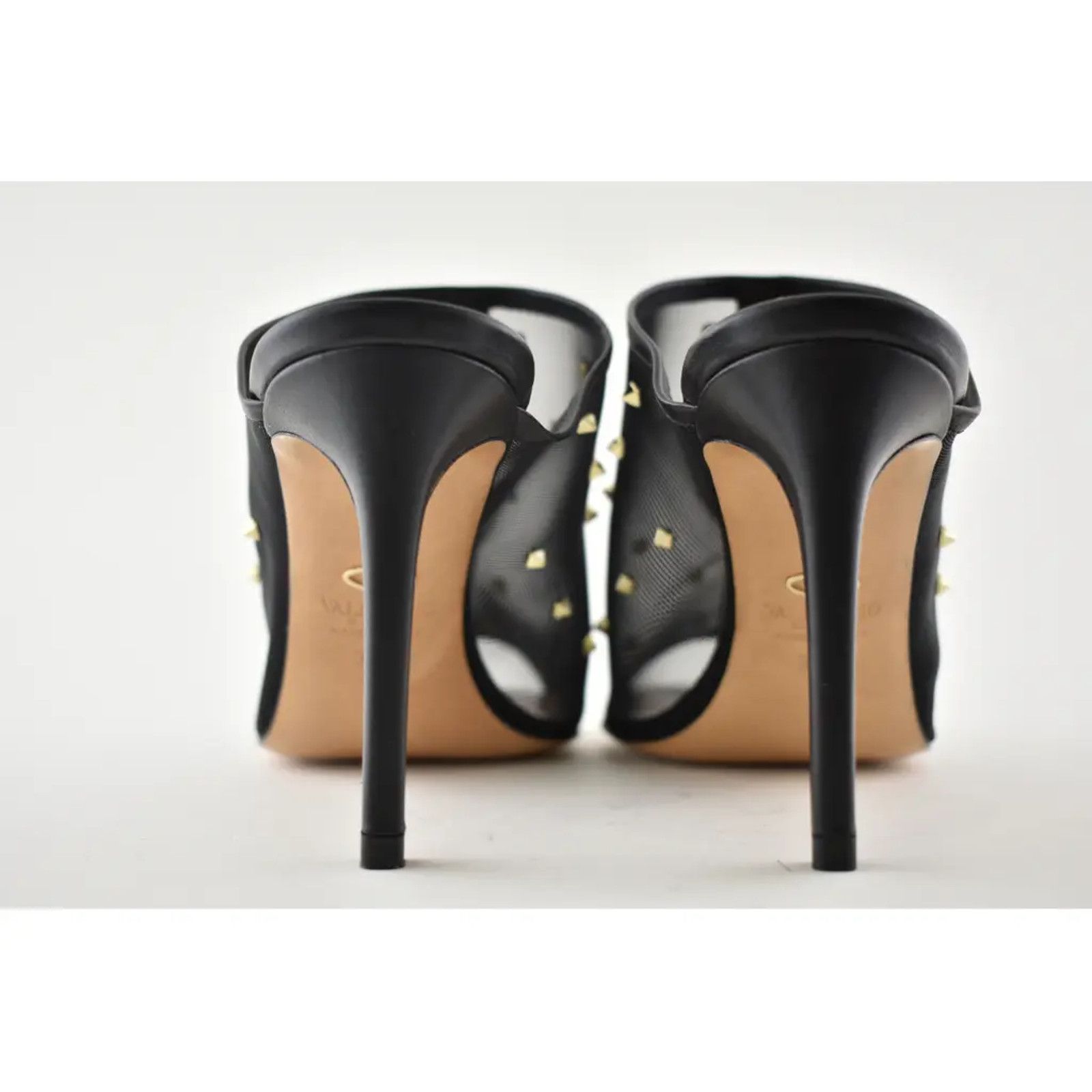 Valentino Valentino Rockstud Black Shining Mesh Mule Slide Backless Size US 11 / IT 41 - 9 Thumbnail