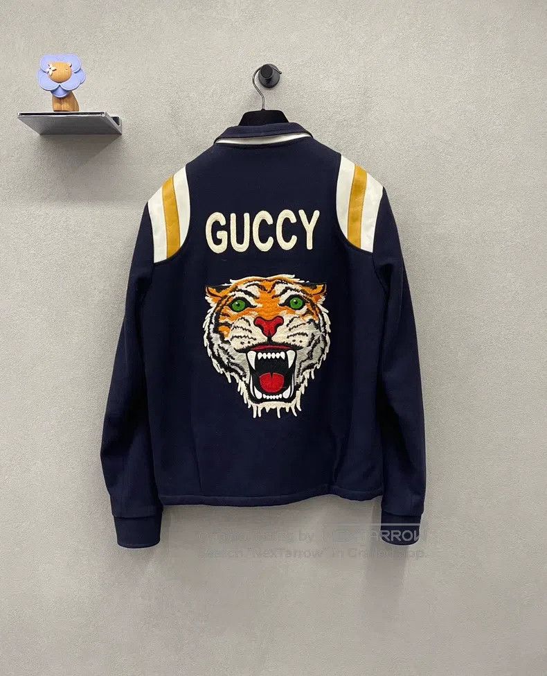 Gucci Gucci Dark blue tiger head embroidery jacket Size US S / EU 44-46 / 1 - 2 Thumbnail