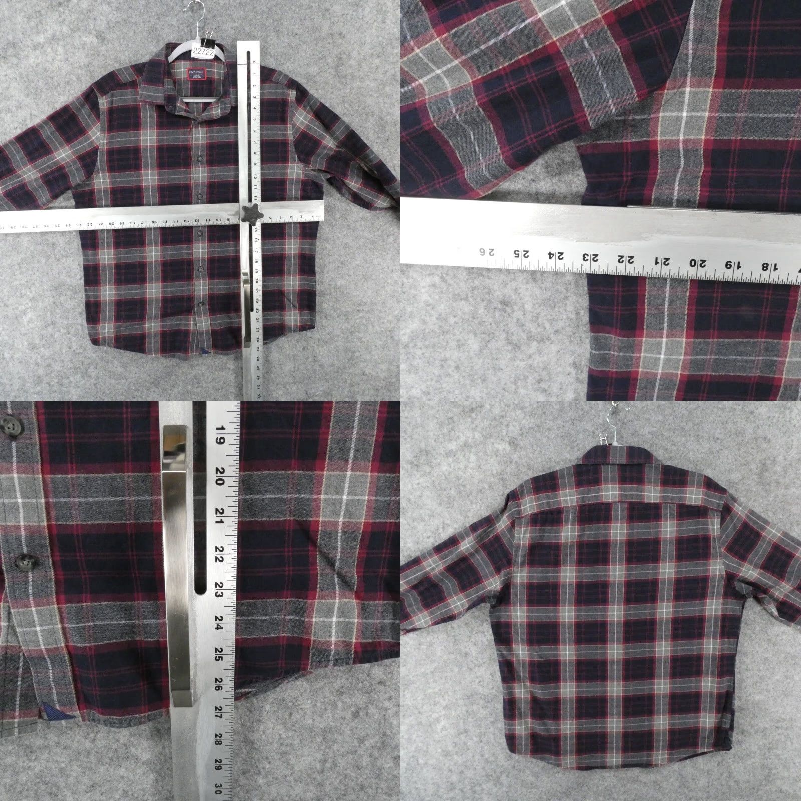 UNTUCKit UNTUCKit Shirt Mens Large Long Sleeve Button Up Navy Gray Red Plaid Size US L / EU 52-54 / 3 - 8 Thumbnail