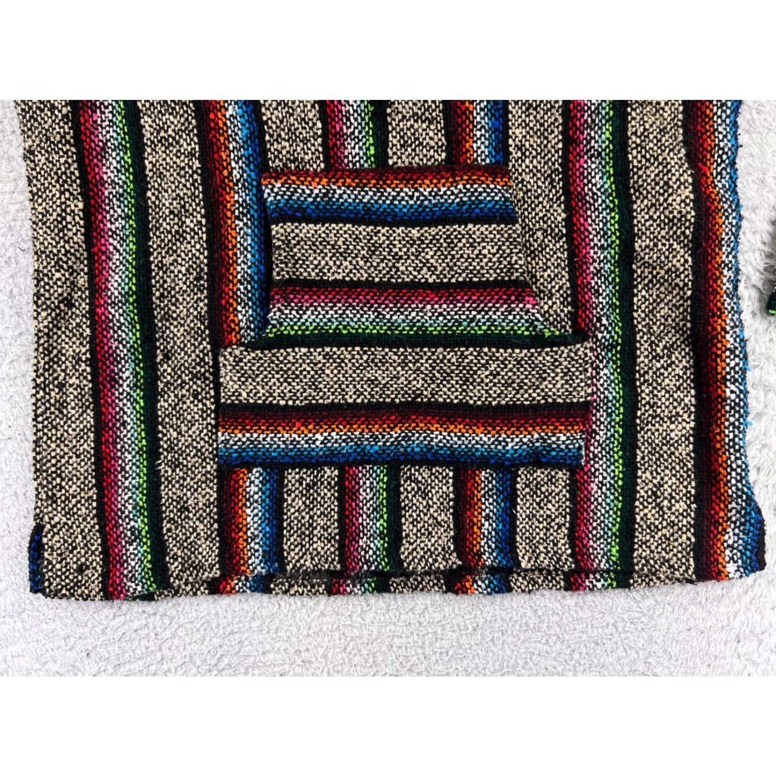 Rainbow Baja Hoodie Adult Medium Beige Rainbow Acrylic Blend Drug Rug Poncho Mexico Pullover Hooded Long Sleeve Crew Neck Pockets All Seasons Regular Mens Size US M / EU 48-50 / 2 - 5 Thumbnail