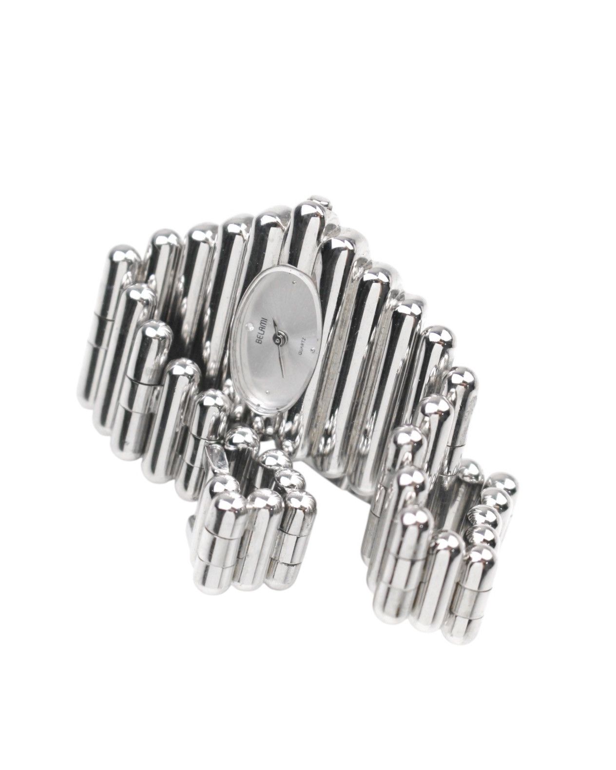 Vintage 1990S BELAMI SILVER TUBULAR BRACELET OVAL QUARTZ WATCH Size ONE SIZE - 4 Thumbnail
