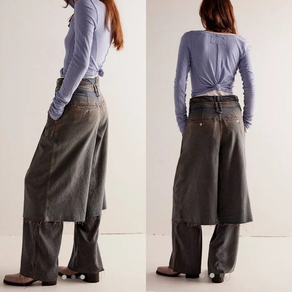 Free People NWT New $248 Free People Nocturne Double Hem Trouser Jeans Size 26" / US 2 / IT 38 - 2 Thumbnail