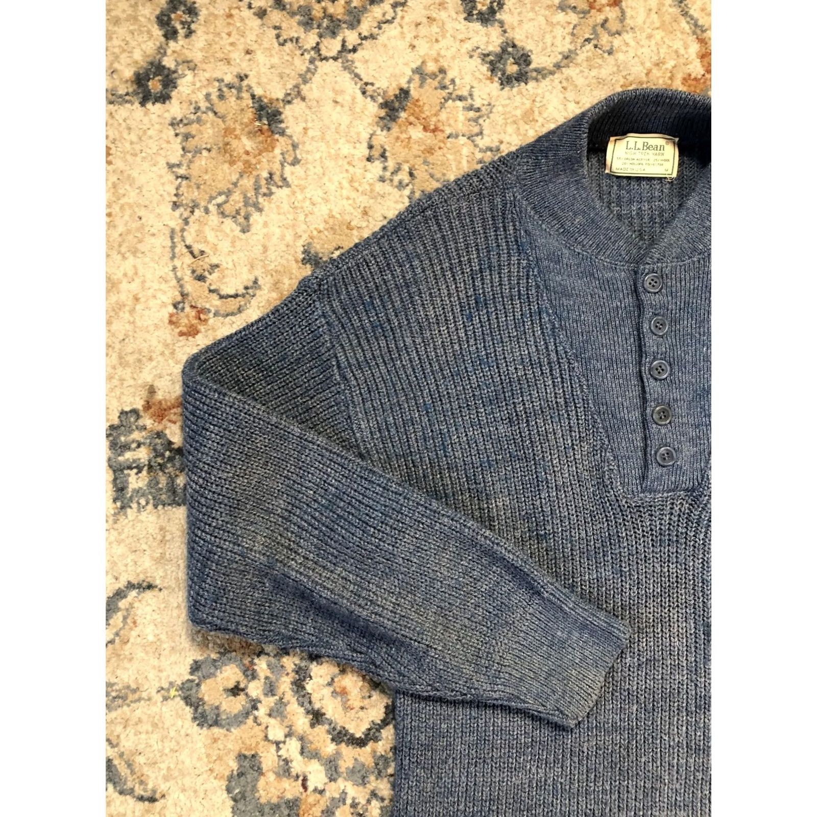 Vintage VINTAGE L.L. Bean Sweater Mens Medium Blue Mock Neck Henley Knit Pullover USA Shirt Mens Medium Blue Hemley Knit Sweater Size US M / EU 48-50 / 2 - 3 Thumbnail