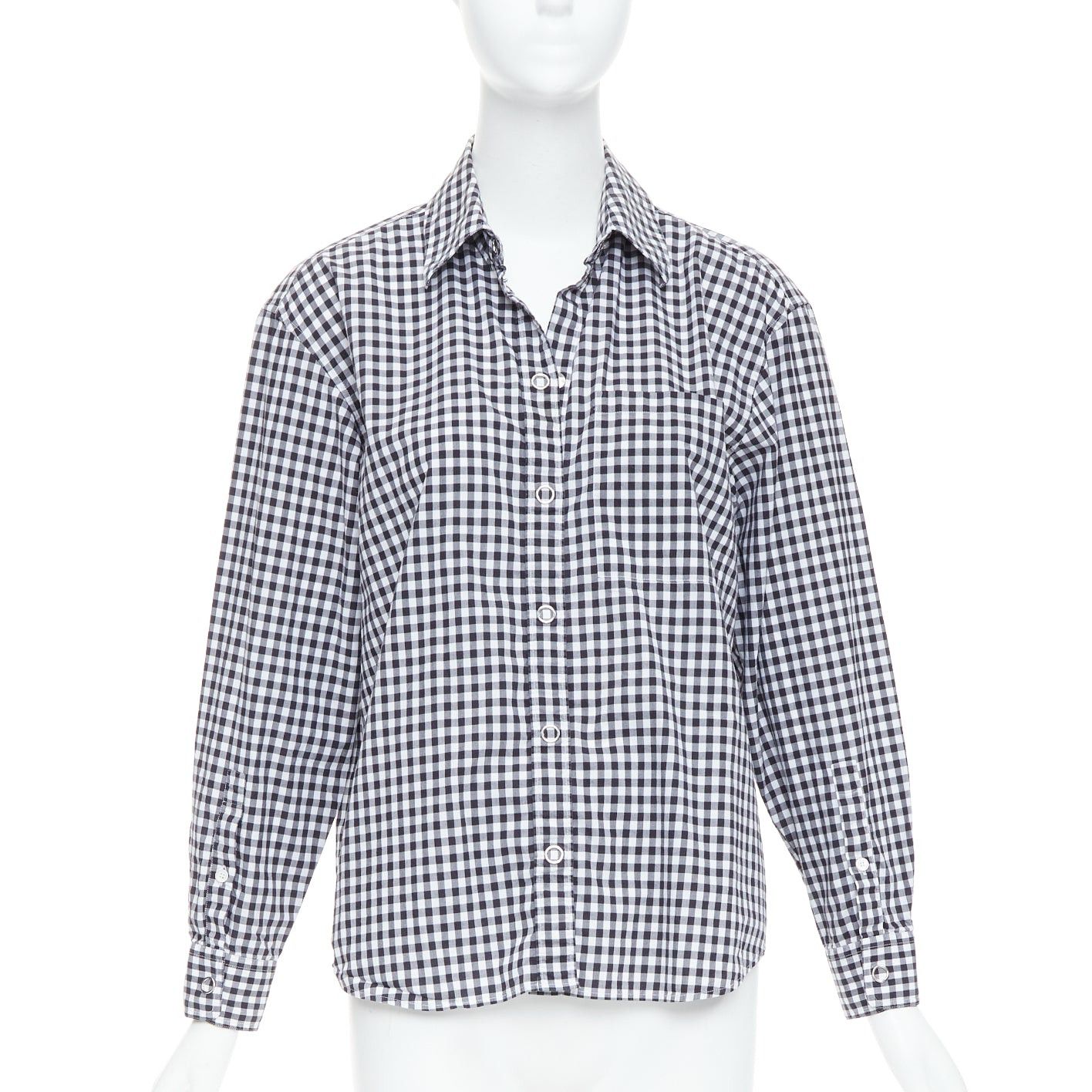 Burberry BURBERRY black white cotton check gingham silver snap button shirt IT40 S Size M / US 6-8 / IT 42-44 - 1 Thumbnail