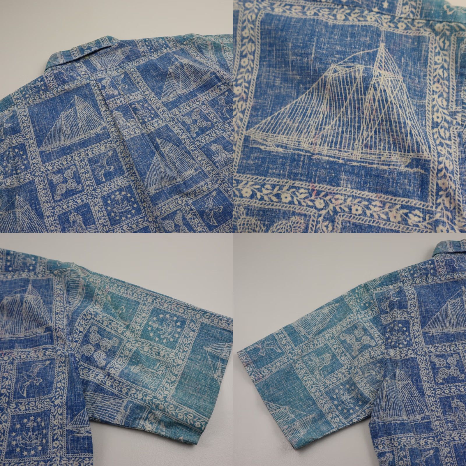 Reyn Spooner VINTAGE Reyn Spooner Hawaiian Shirt Mens Large Reverse Print Sailing Bird 80s 90s Floral Aztec Tribal Blue Cotton Button-Up Camp Shirt Size US L / EU 52-54 / 3 - 9 Thumbnail