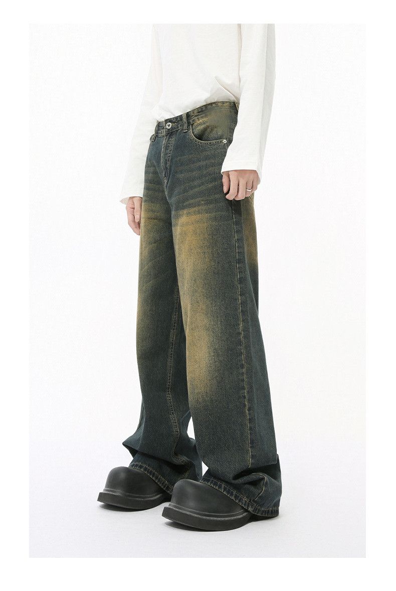 Vintage Japanese style retro distressed wide-leg straight jeans Size US 32 / EU 48 - 3 Thumbnail