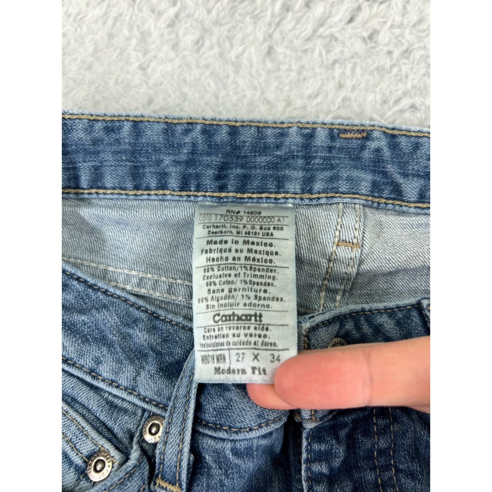 Carhartt Carhartt Jeans Womens 27 Blue Denim Bootcut 5-Pocket Regular Inseam 31 Cotton Blend Stretch Hem Wear Vintage No Size 27" / US 4 / IT 40 - 6 Thumbnail