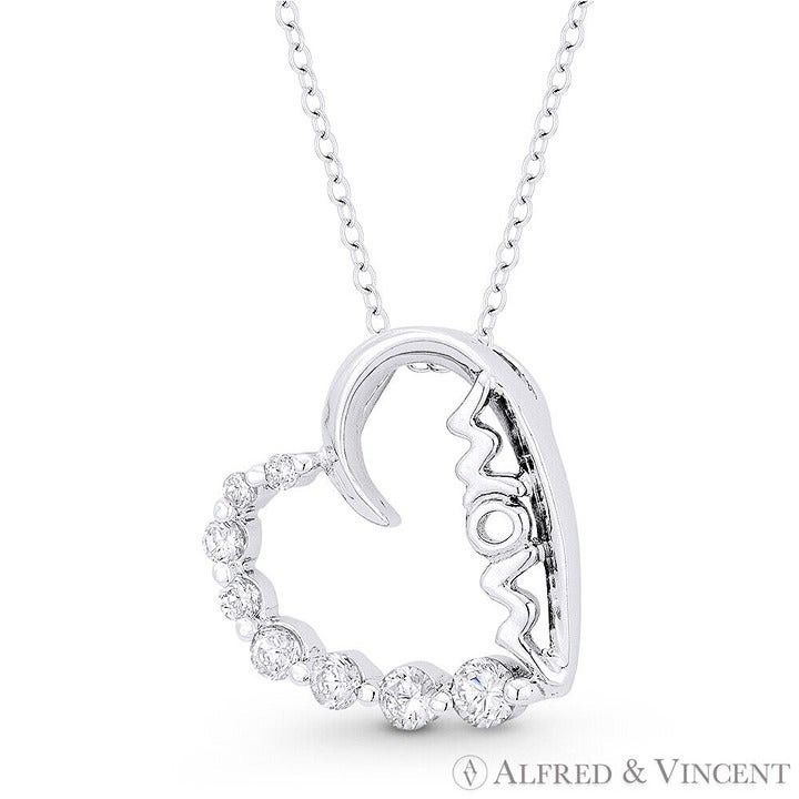 Other Sideways Heart CZ Crystal MOM Script Pendant Size ONE SIZE - 1 Preview