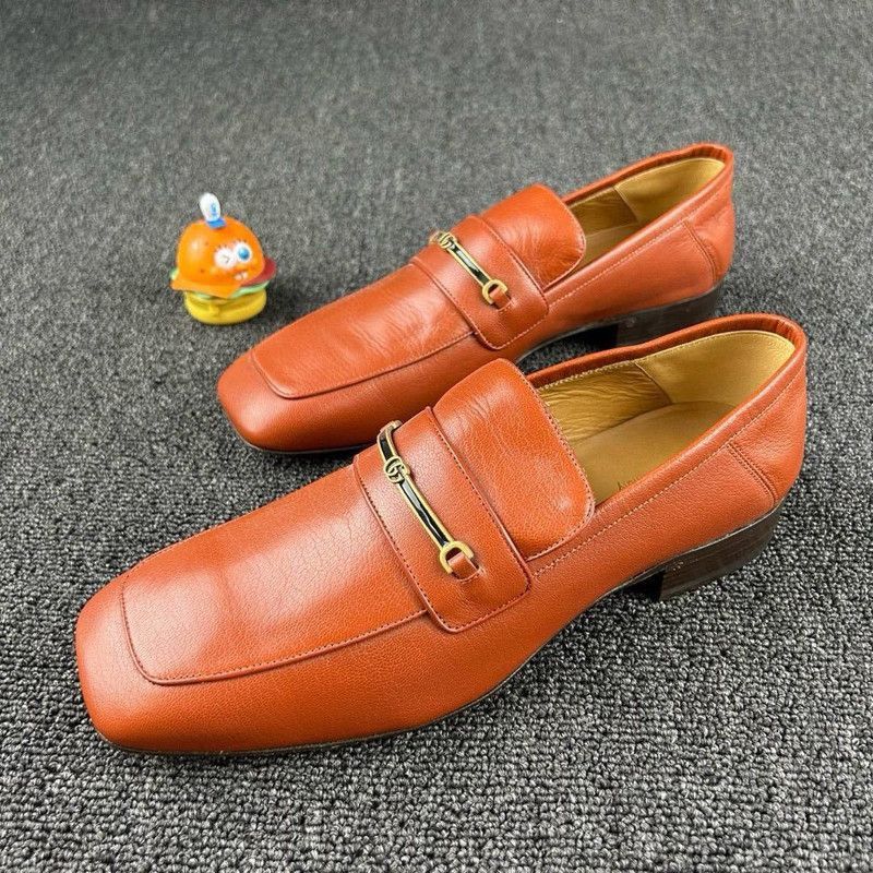 Gucci Gucci Leather Loafers with Metal Logo Buckle - Size US 8 / EU 41 - 1 Thumbnail