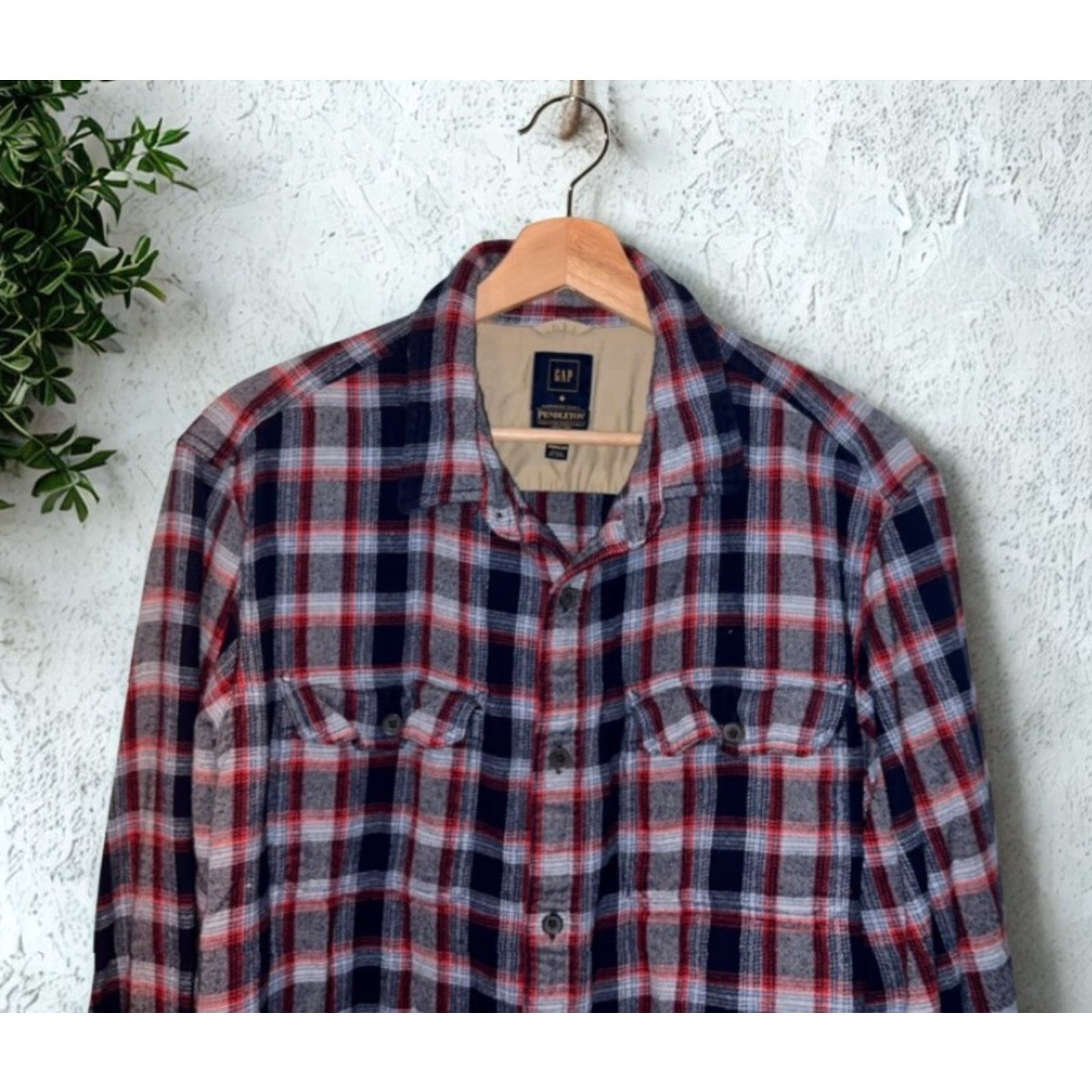 Gap VINTAGE Gap x Pendleton Flannel Shirt Men XL Red Navy Plaid Cotton Double Pocket Size US XL / EU 56 / 4 - 4 Thumbnail