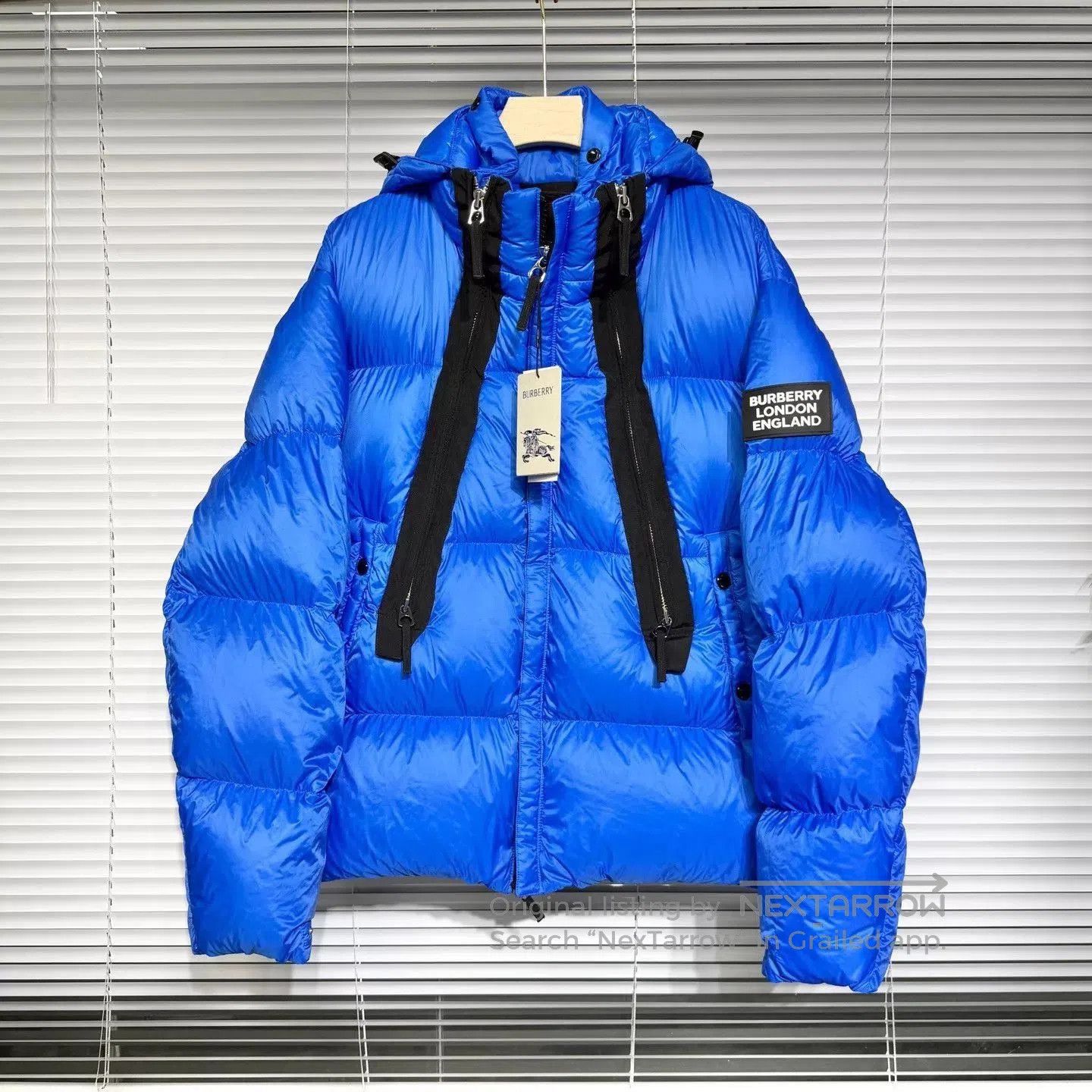 Burberry Blue Hooded Puffer Jacket XXL. Size US XXL / EU 58 / 5 - 1 Thumbnail