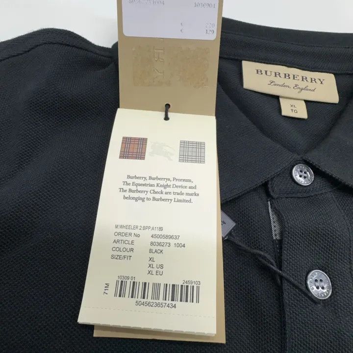 Burberry Burberry Burberry Black Short Sleeve Polo Shirt-2507 Size US XL / EU 56 / 4 - 9 Thumbnail