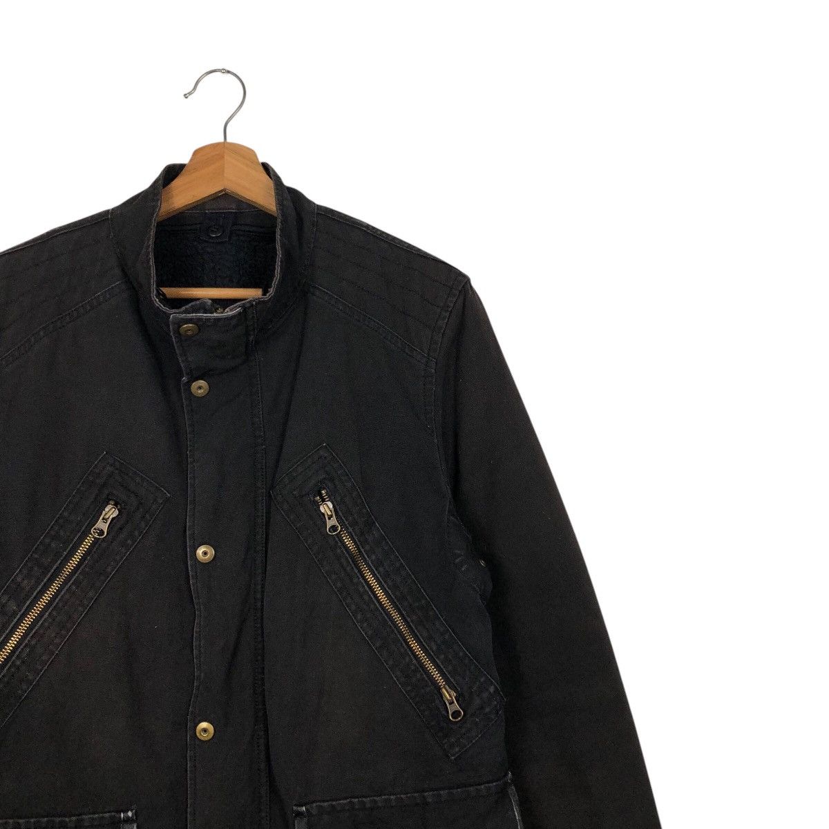 PPFM Rich Black Biker Jacket PPFM Asymmetrical Pocket Punk Style Size US M / EU 48-50 / 2 - 7 Thumbnail
