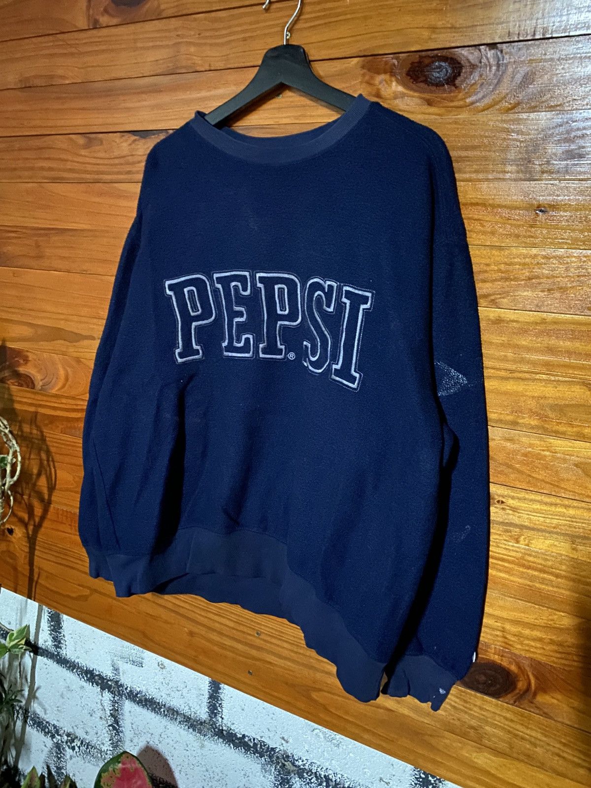 Pepsi Vintage 1990s Pepsi Crewneck Sweatshirt – Navy Blue Fleece Size US XL / EU 56 / 4 - 4 Thumbnail