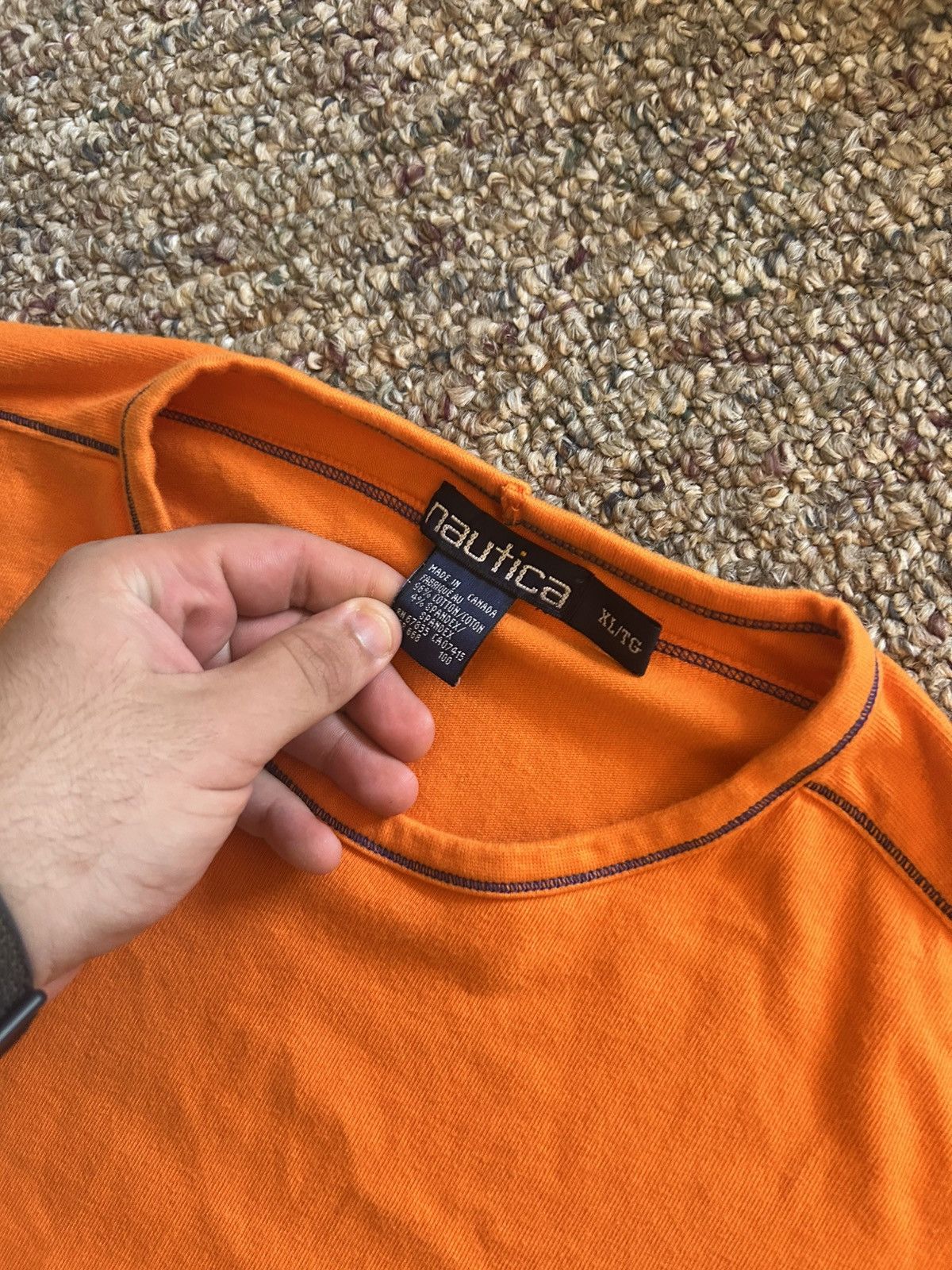 Nautica Vintage H2000 Nautica orange short sleeve surt cotton shirt Size US XL / EU 56 / 4 - 3 Thumbnail