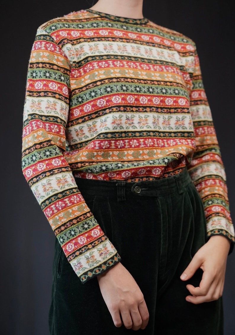 Vintage United Color Of Benetton With Cut Flower Pattern