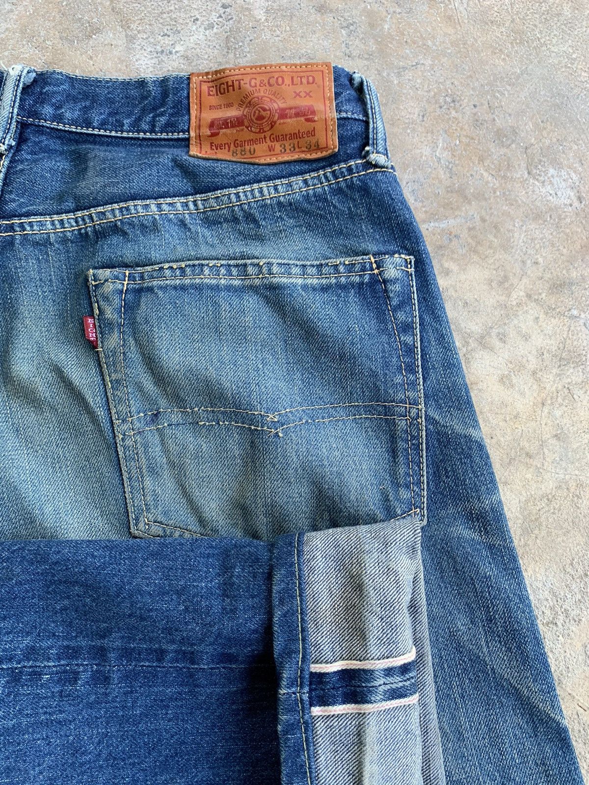 Japanese Brand × Kapital × Vintage Eight-G 880 Redline Selvedge Distressed Denim Size US 32 / EU 48 - 8 Thumbnail