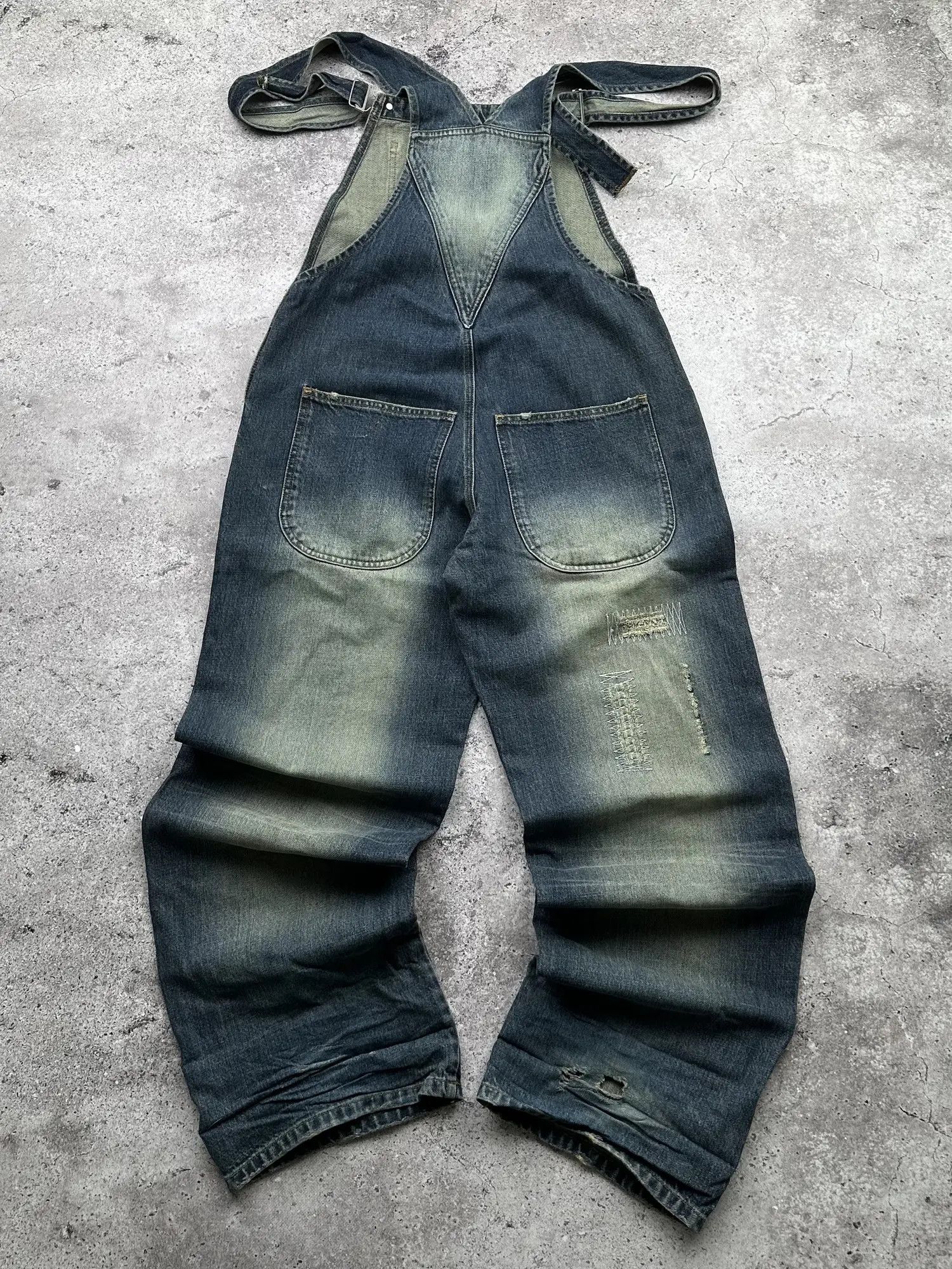Japanese Brand Vintage Wide Faded Overalls C416(V609) Size US 32 / EU 48 - 10 Thumbnail