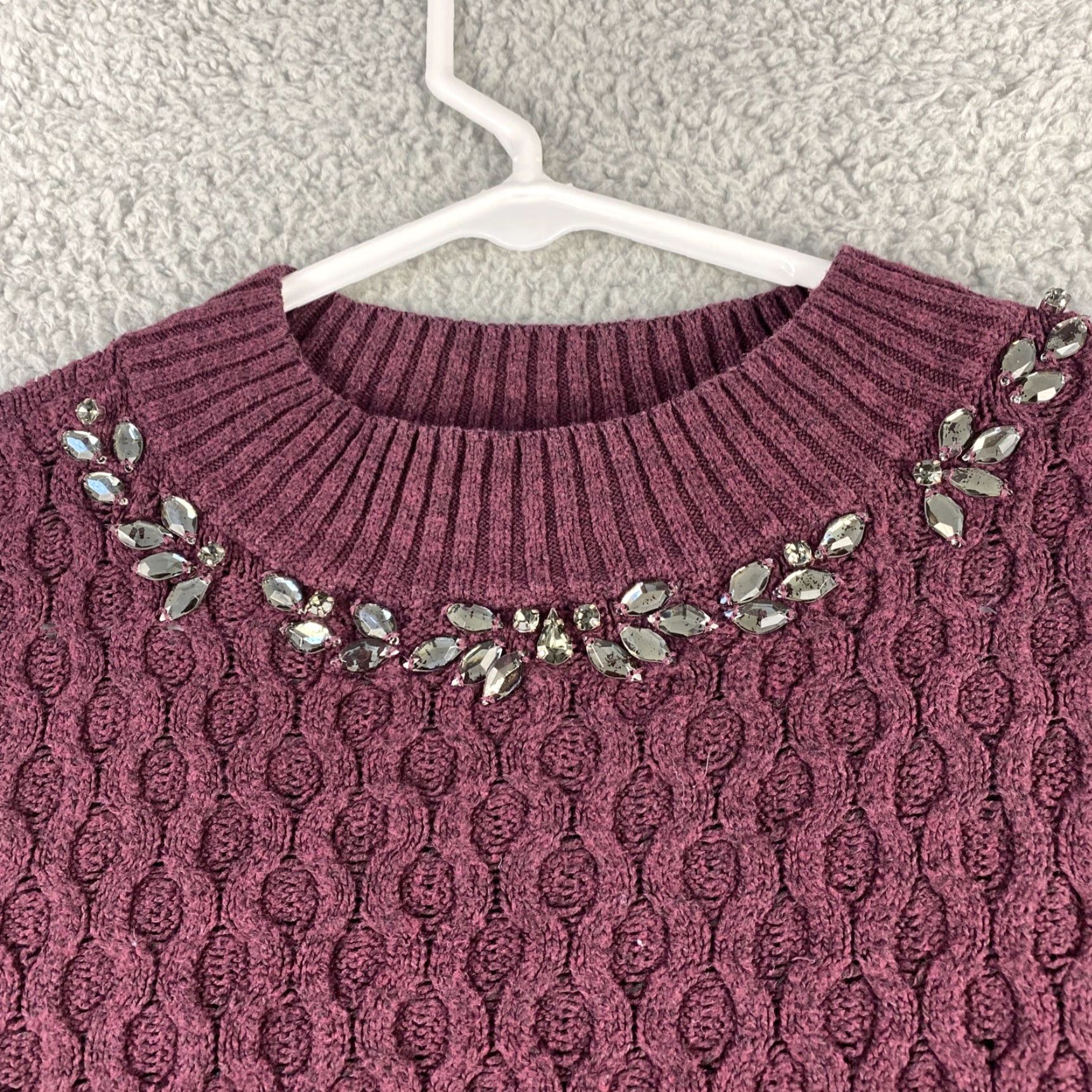 Vintage Simply Vera by Vera Wang Burgundy Pullover Sweater XL Long Sleeve Tie Sleeve Scoop Neck Women Mens? Size XL / US 12-14 / IT 48-50 - 2 Thumbnail