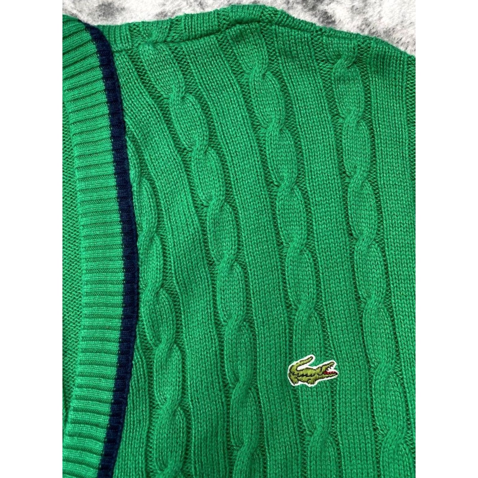 Lacoste VINTAGE Lacoste Cardigan Sweater Men Size 6 Green Logo Knit Long Sleeve Cable Knit Cardigan Chest 69 Length 72 Shoulders 70 Sleeve 63 Size US L / EU 52-54 / 3 - 2 Thumbnail