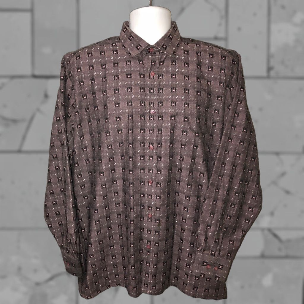 BUGATCHI Bugatchi Uomo Mens Geometric Dress Shirt Long Sleeve Button Front 16 1/2 Multicolor Men Size 42R - 1 Thumbnail