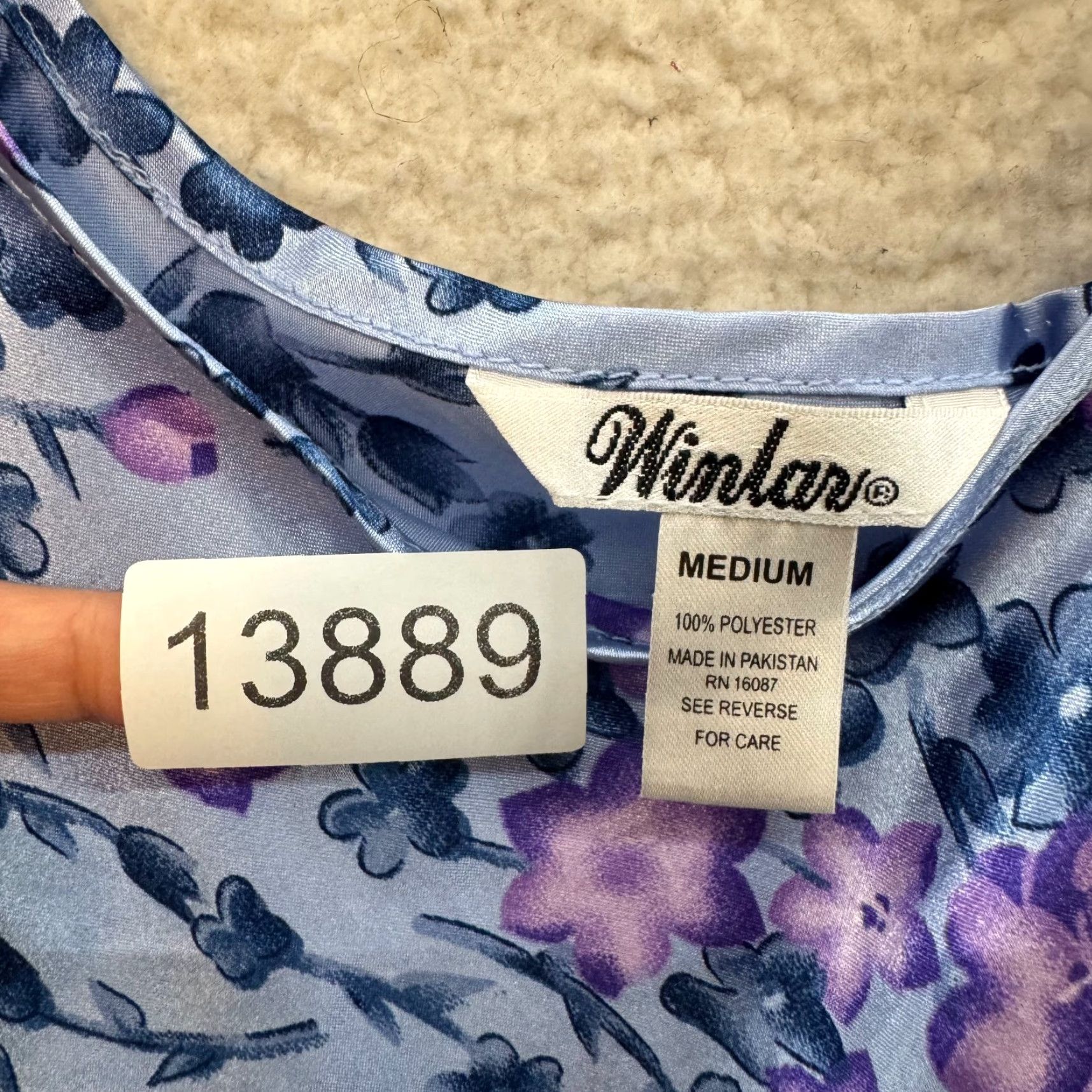 Vintage VINTAGE 90s Y2K Slip Dress M Purple Satin Floral Winlar Mosso? Size M / US 6-8 / IT 42-44 - 7 Thumbnail