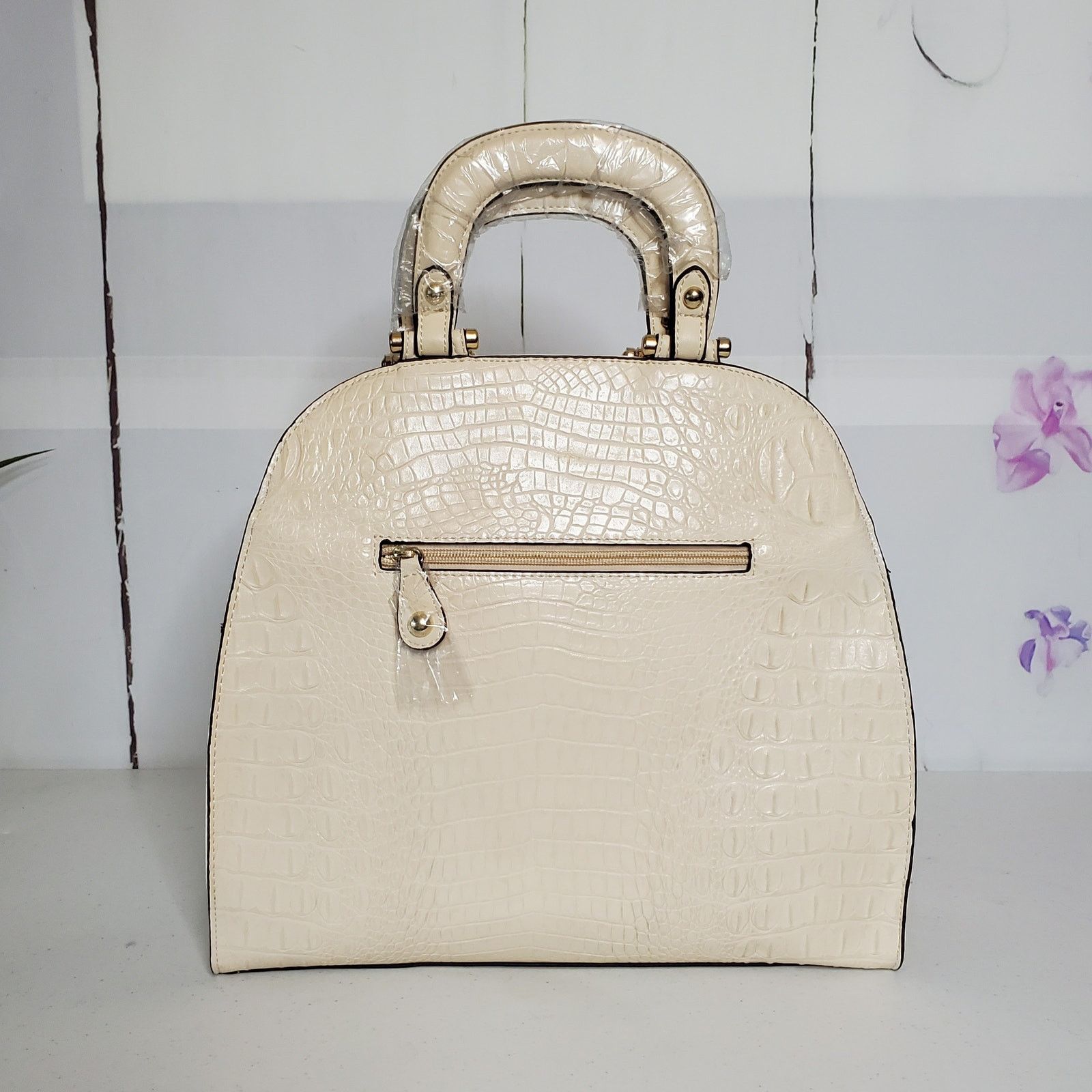 Designer Isabelle Patent Vegan Leather Faux Croc Dome Satchel Size ONE SIZE - 2 Thumbnail