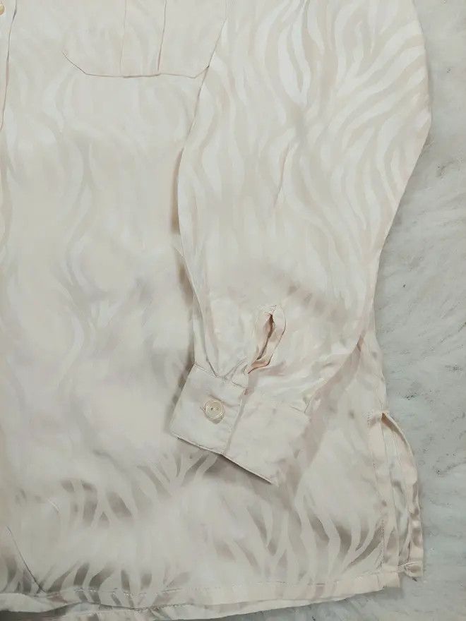 100% silk shirt ecru cream luxury soft 80s 90s vintage