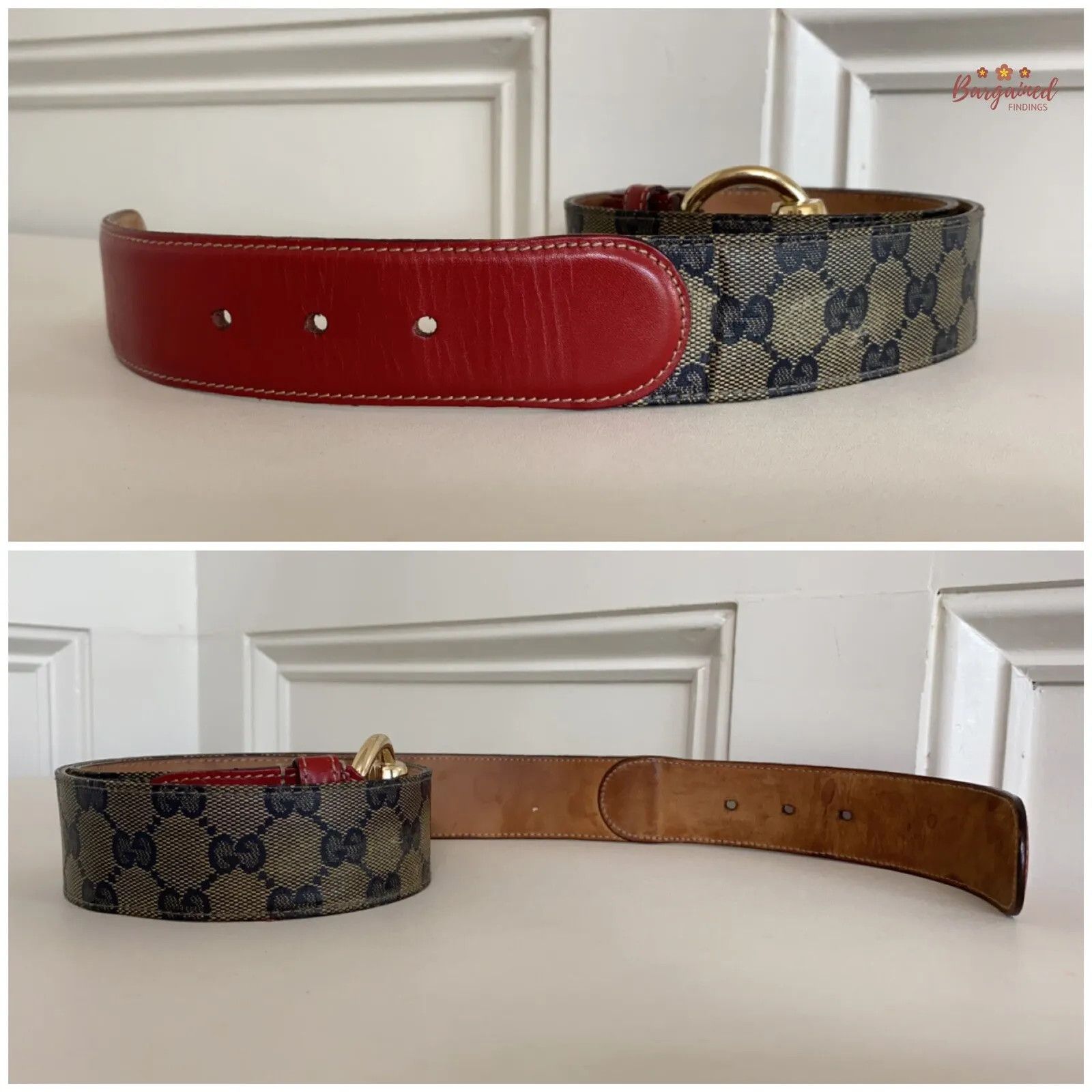 Gucci GUCCI Red GG Crystal Coated Canvas Horsebit Buckle Belt Size 30 - 8 Thumbnail