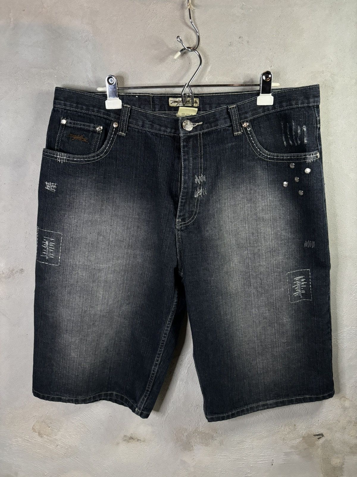 Affliction × JNCO Crazy vintage Y2K Jnco Opium Denim Jean Shorts Size US 38 / EU 54 - 2 Thumbnail