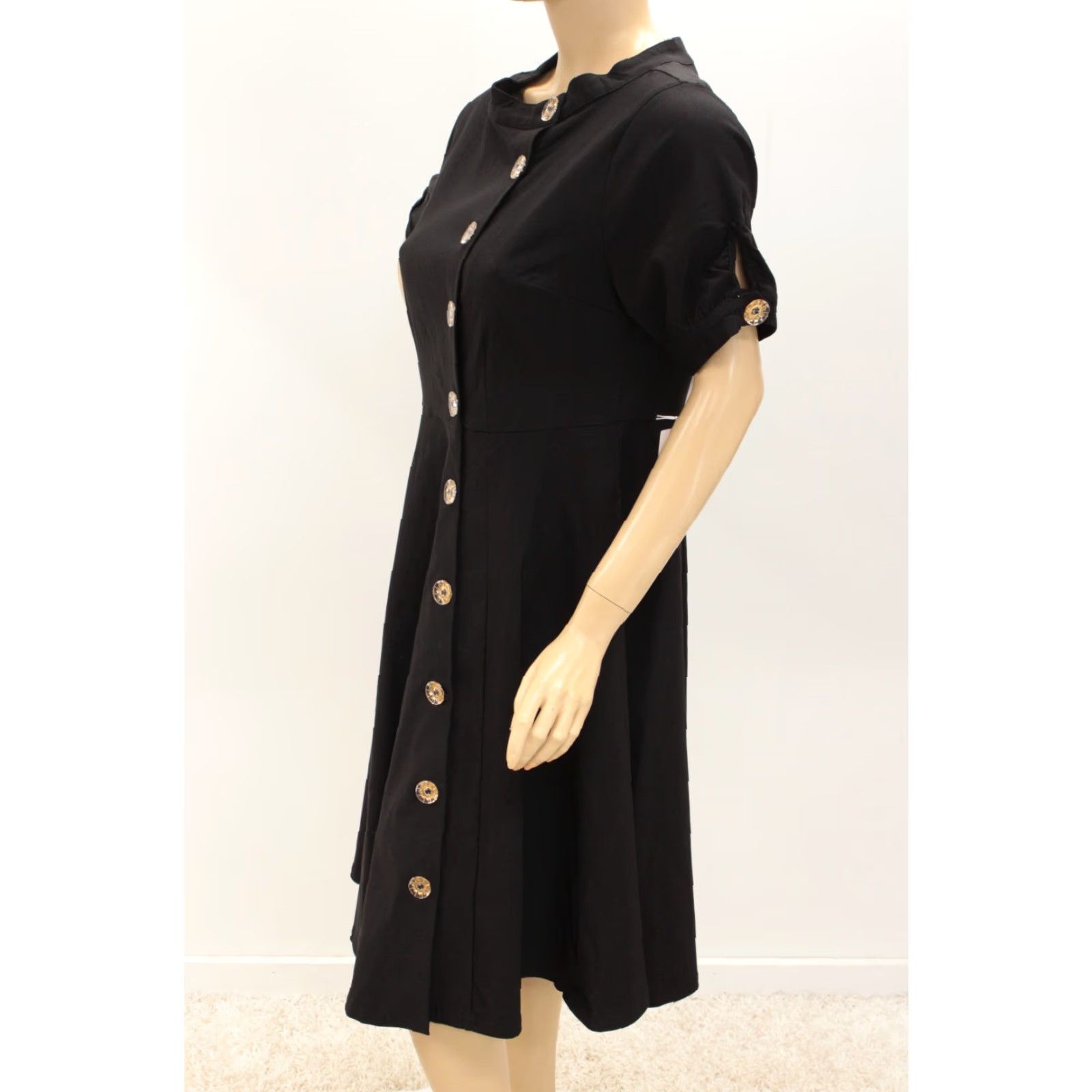 Vintage VINTAGE UniqueVintage Black Asymmetrical Button Woven Swing Dress Women XL A-Line Dress Size XL / US 12-14 / IT 48-50 - 2 Thumbnail
