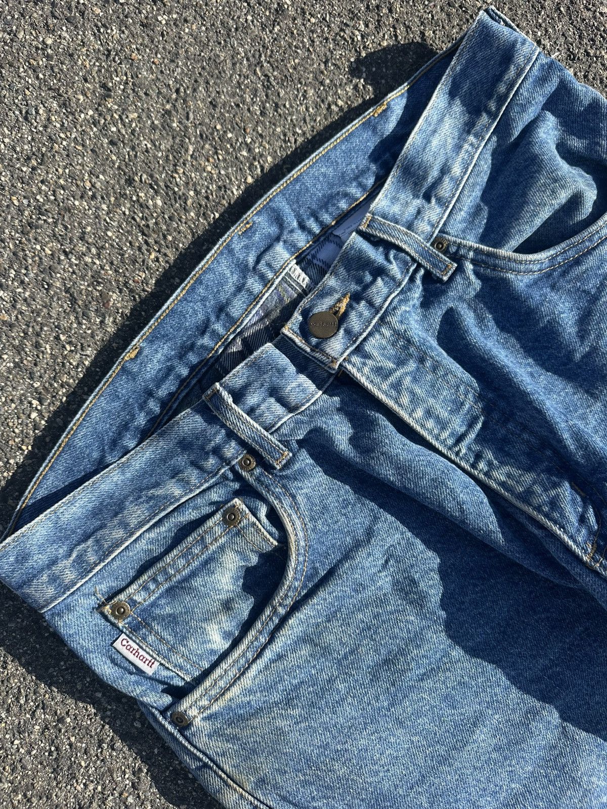 Carhartt Flannel insulated heavy Carhartt blue denim jeans size 33/30 Size US 33 - 6 Thumbnail