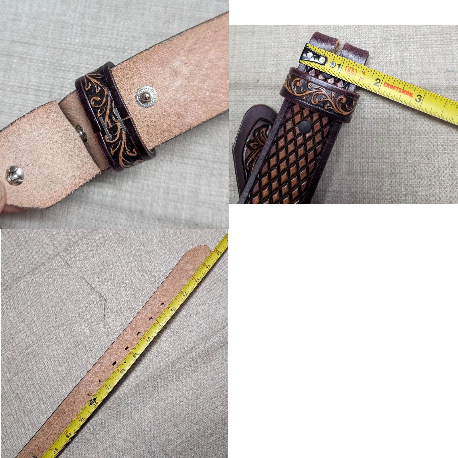 Tony Lama VINTAGE Tony Lama belt Western Belt 40 Tooled Buckle USA Made Brown Leather Men Size 40 - 9 Thumbnail