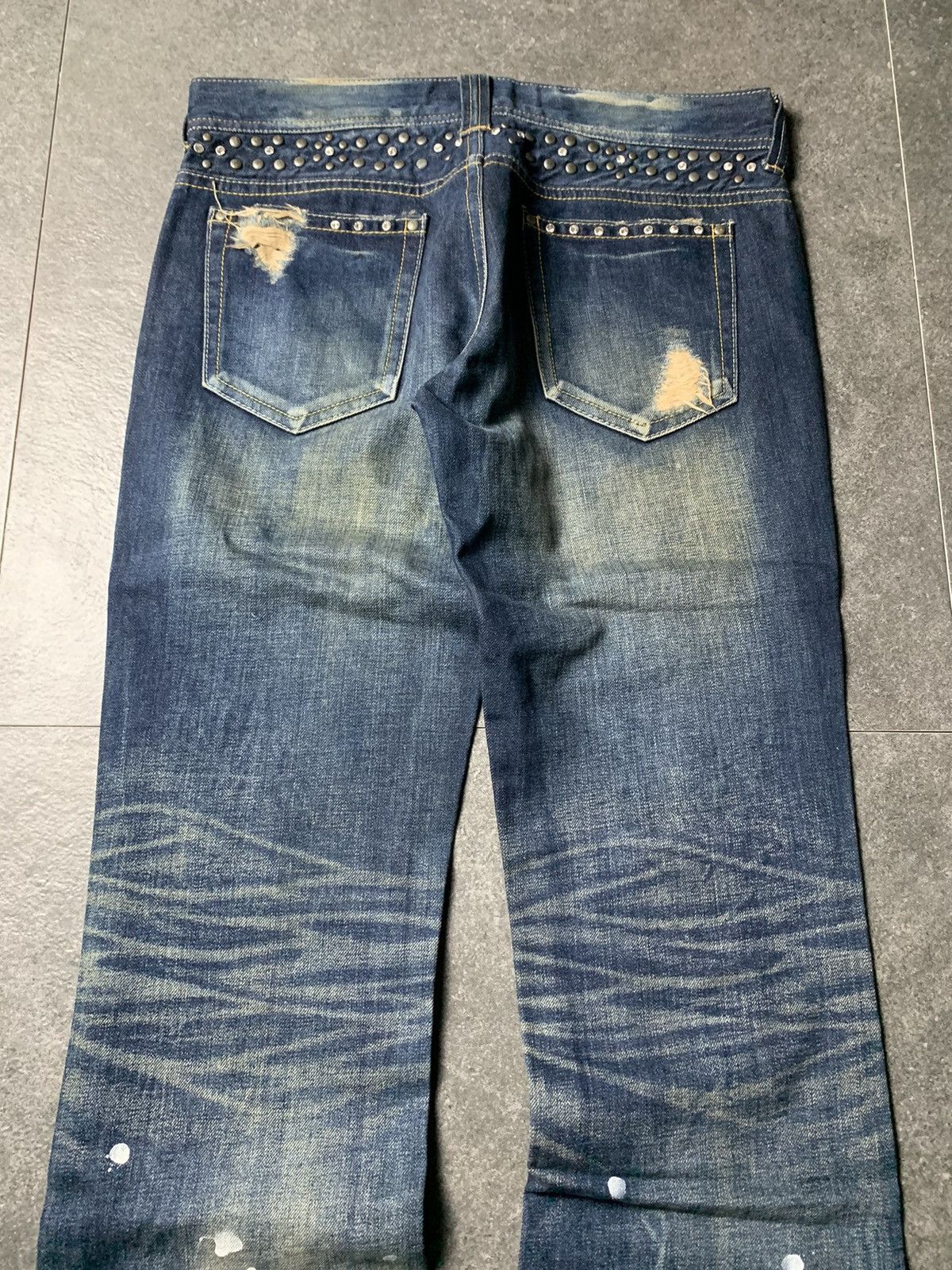 If Six Was Nine 2000s Varosh Studded Statement Mud Wash Flared Jeans Size US 32 / EU 48 - 11 Thumbnail