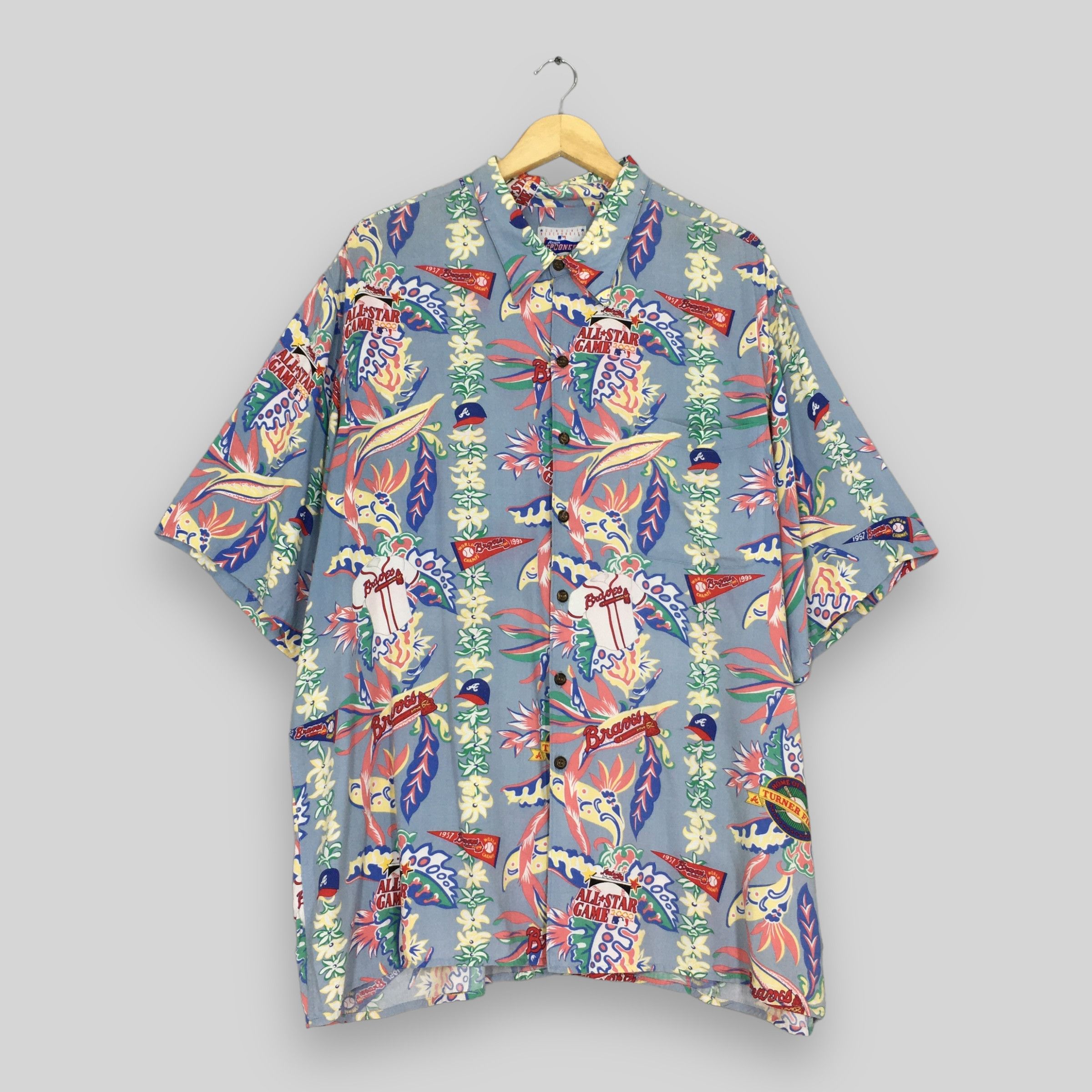 MLB × Reyn Spooner Vintage Reyn Spooner Hawaiian Atlanta Braves MLB Rayon Size US XXL / EU 58 / 5 - 1 Thumbnail