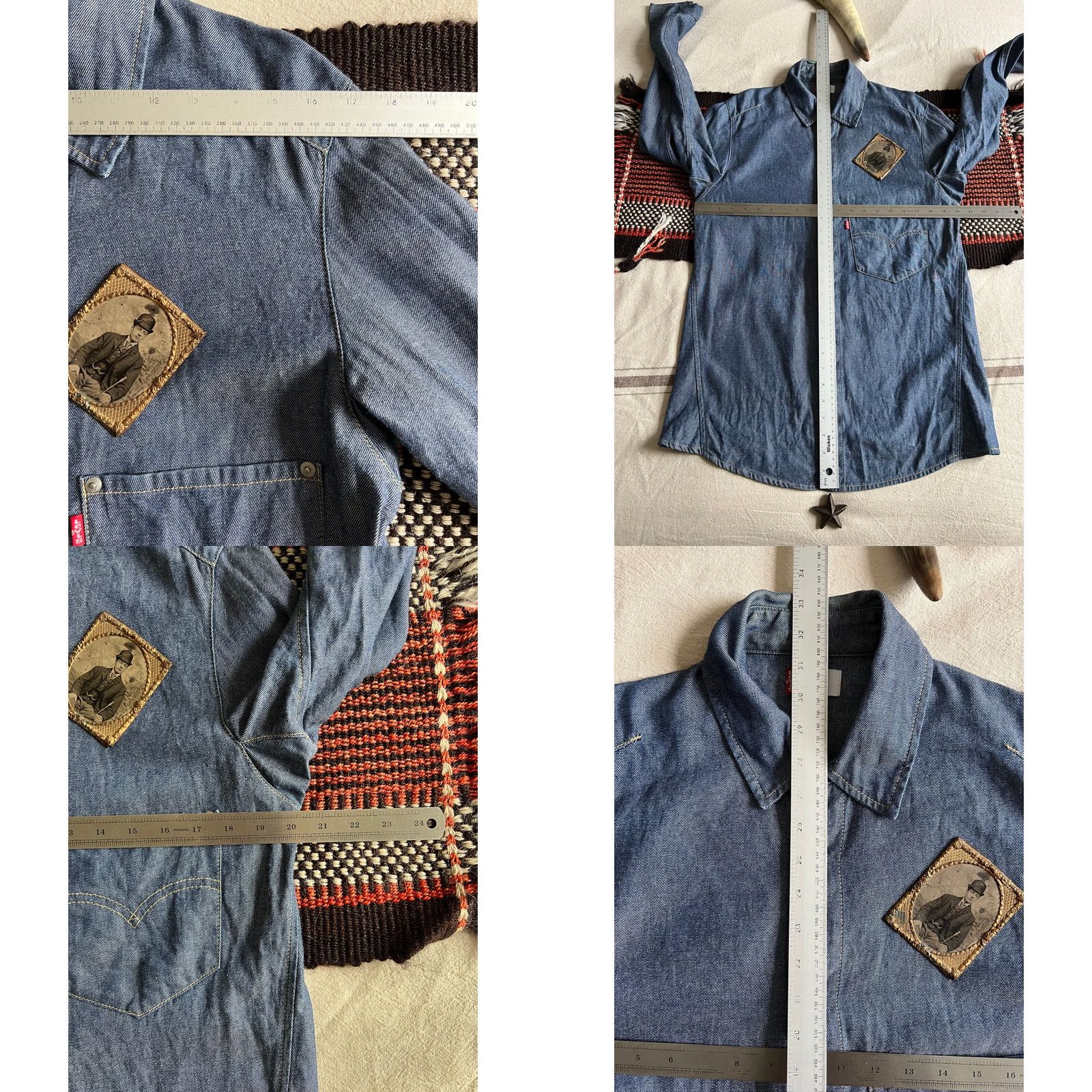 Levi's VINTAGE Levi's Engineered Shirt Mens L Denim Blue 2000 Y2K Twisted Line Twist Engineered Pocket Front Riveted X-Large Size US L / EU 52-54 / 3 - 9 Thumbnail