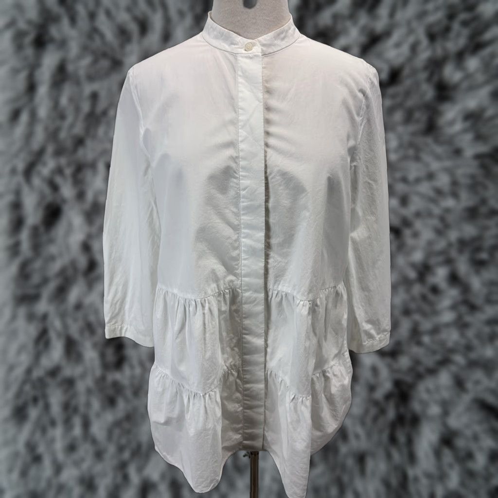Cos VINTAGE COS Tunic Blouse Sz 10 Women’s White Cotton Long Sleeve Classic Capsule Size L / US 10 / IT 46 - 1 Thumbnail