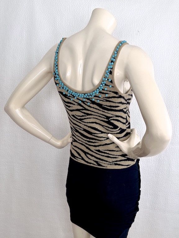Designer × Versace Gianni Versace 90s archive vtg animal pattern wool tank top Size M / US 6-8 / IT 42-44 - 3 Thumbnail