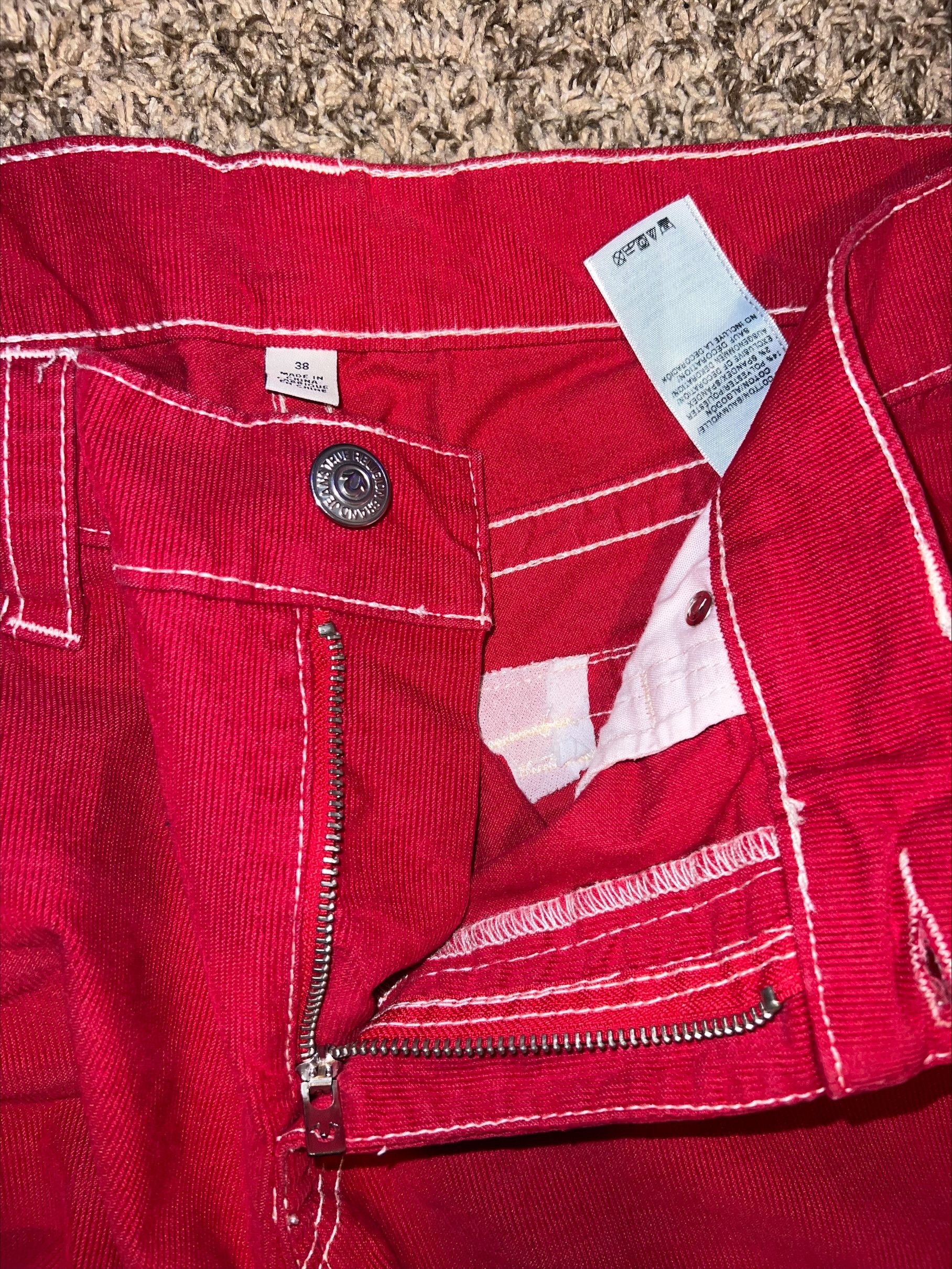 True Religion True Religion Red Denim White Stitching Size US 38 / EU 54 - 3 Thumbnail