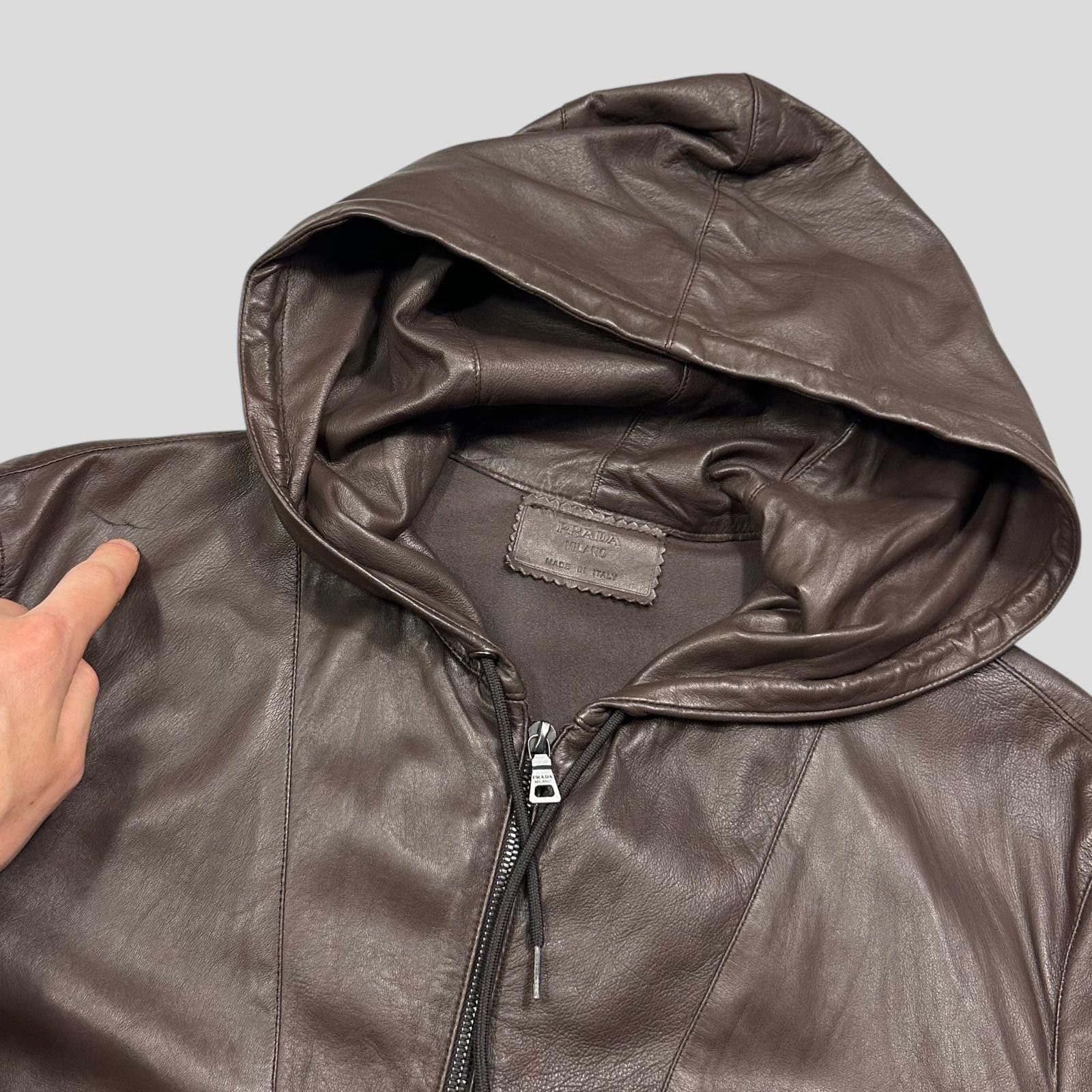 Prada Prada Milano 00’s Nappa Leather Stash Pocket Hooded Jacket L Size US L / EU 52-54 / 3 - 10 Thumbnail